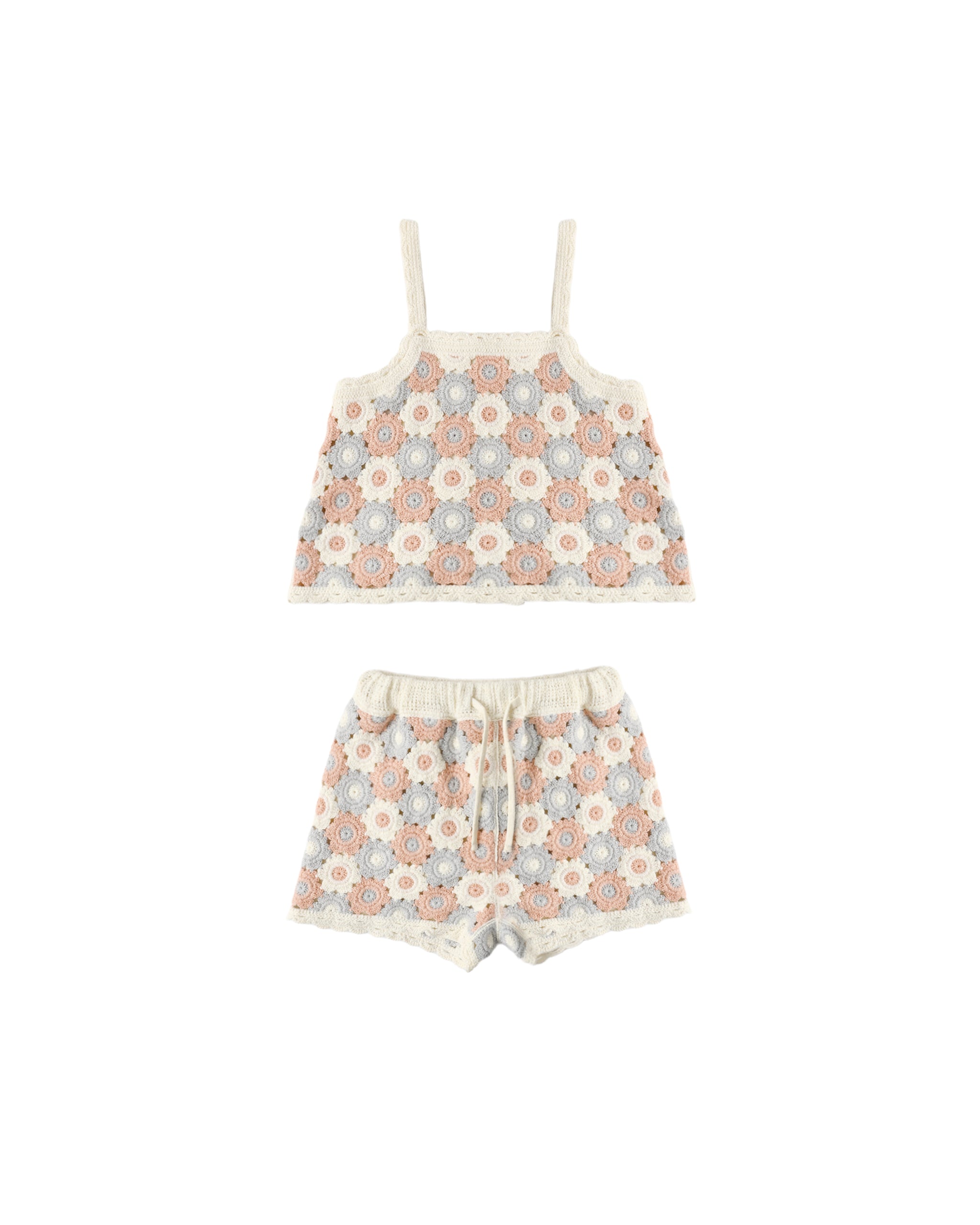 Rylee + Cru Lili Knit Set - Blue, Light Pink, Ivory