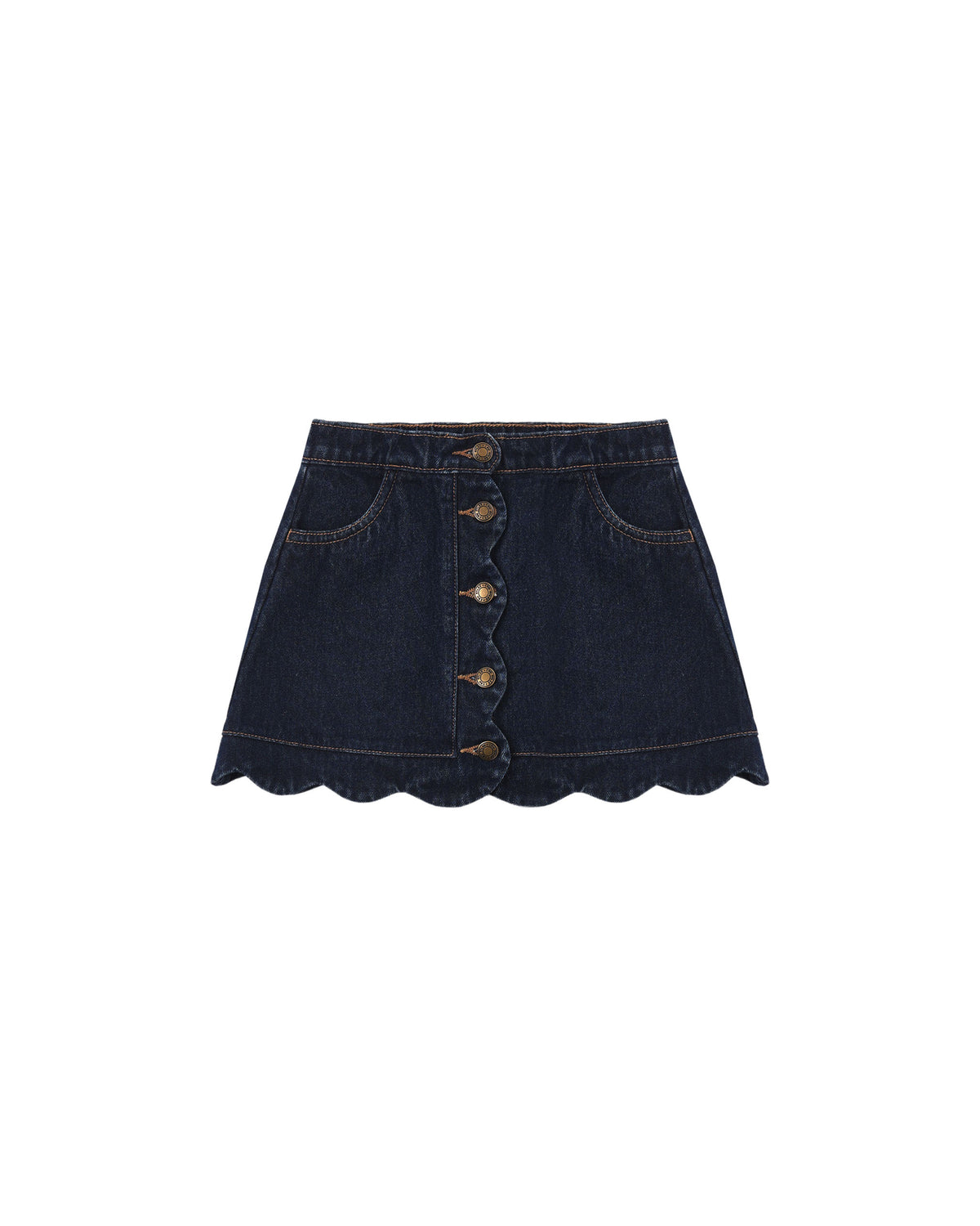 Rylee + Cru Scallop Mini Skirt - Dark Indigo