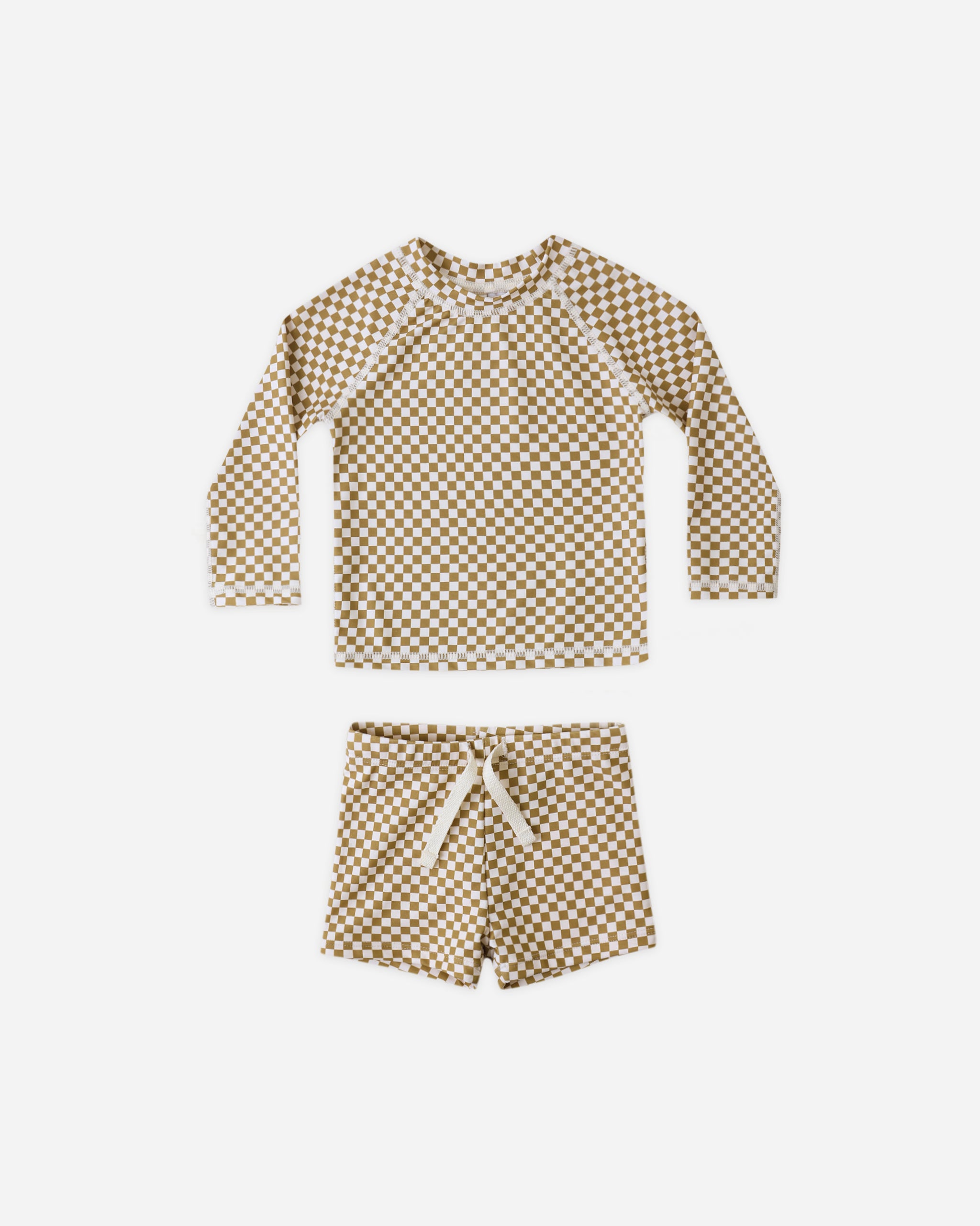 Rylee + Cru Boys Rashguard Set - Ocre Check
