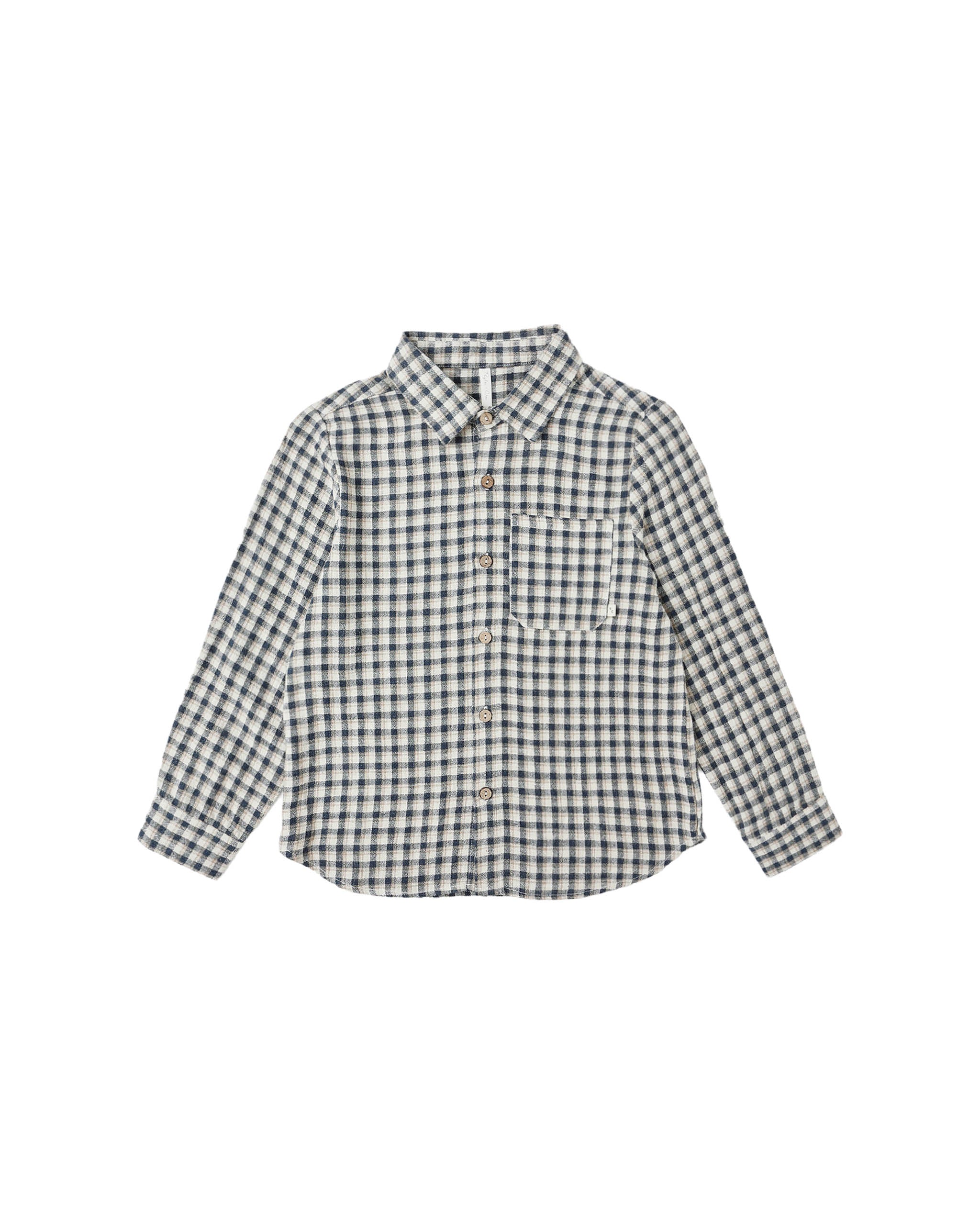Rylee + Cru Collared Long Sleeve Shirt - Navy Check