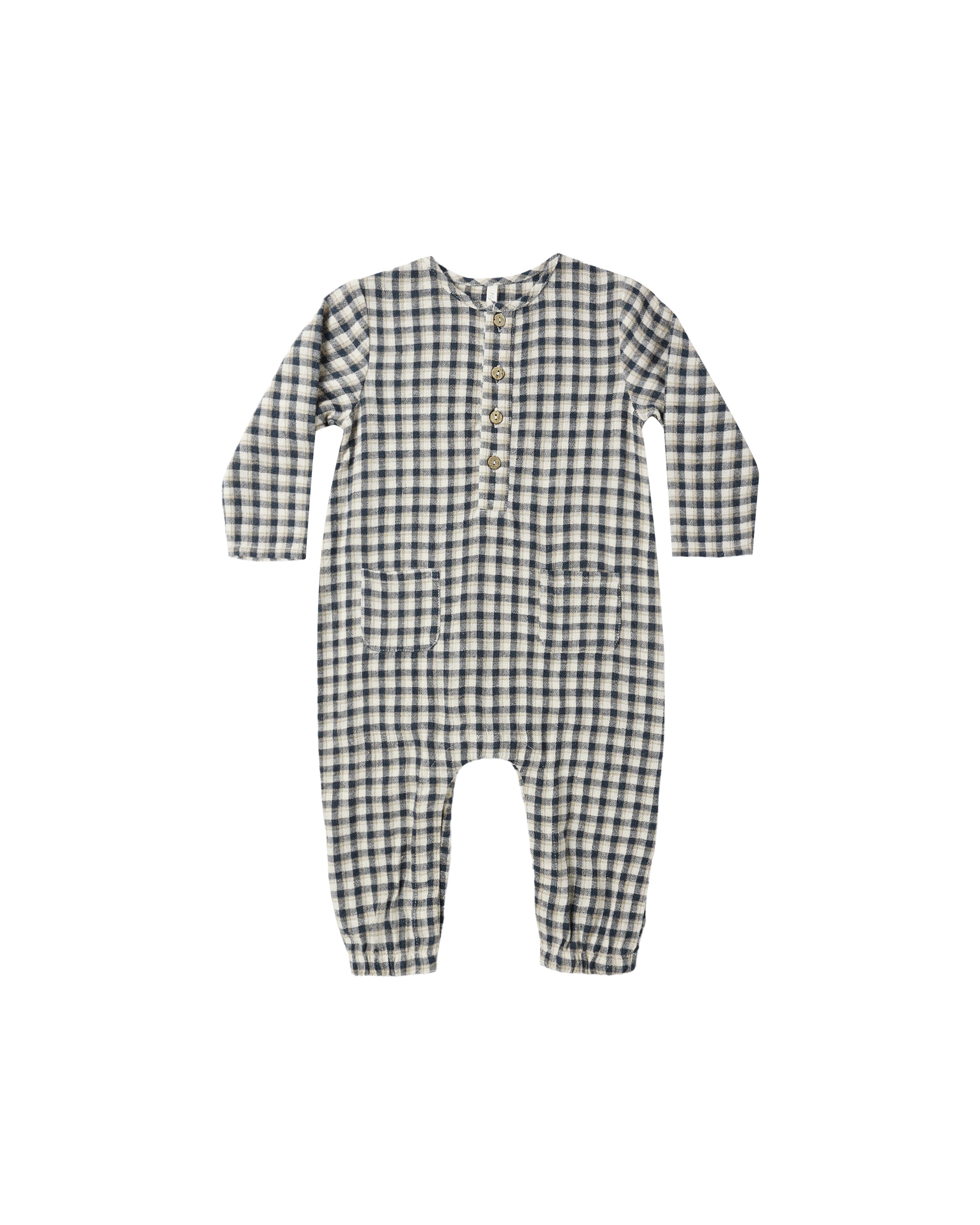 Rylee + Cru Long Sleeve Woven Jumpsuit - Navy Check