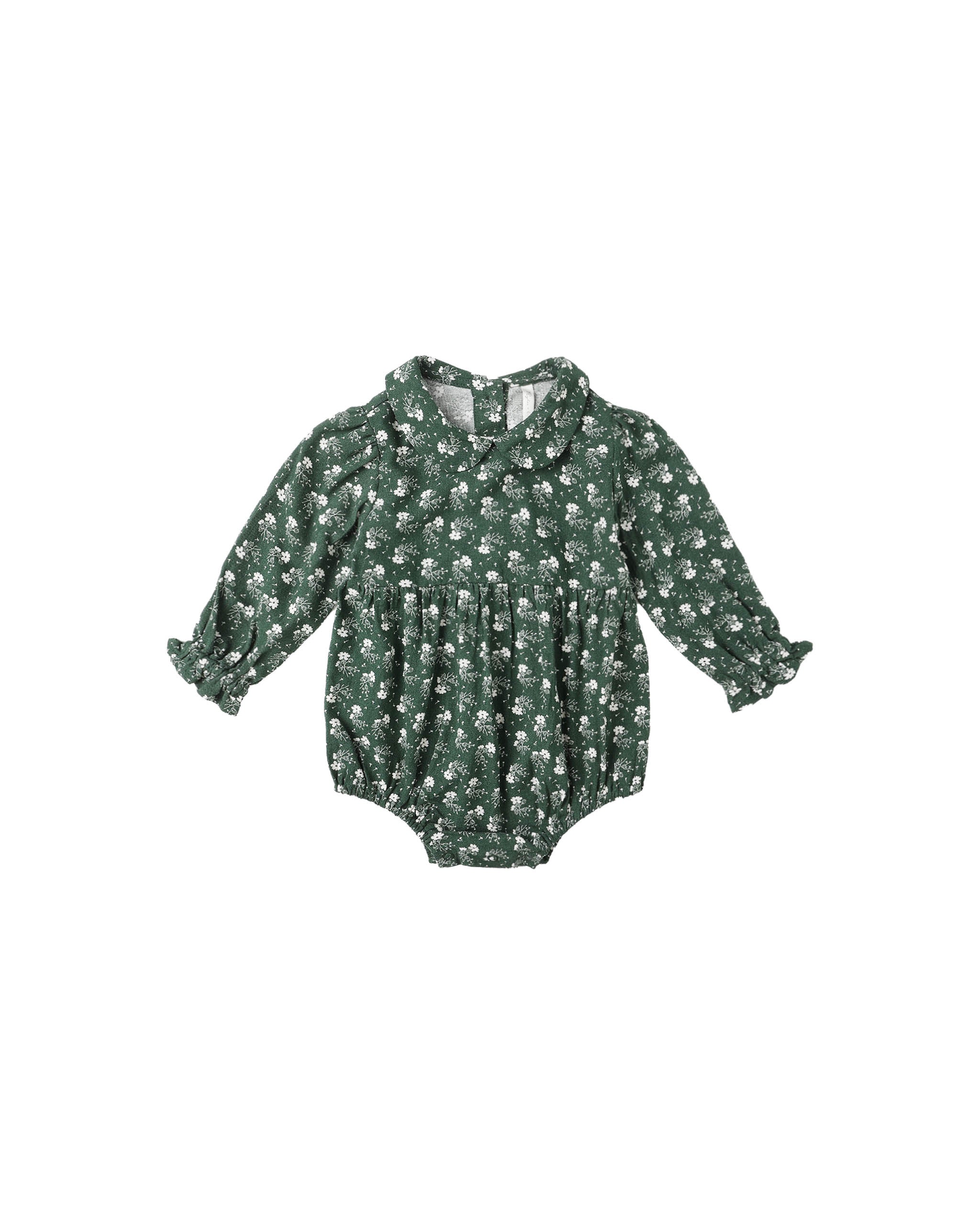 Rylee + Cru Cora Romper - Green Ditsy