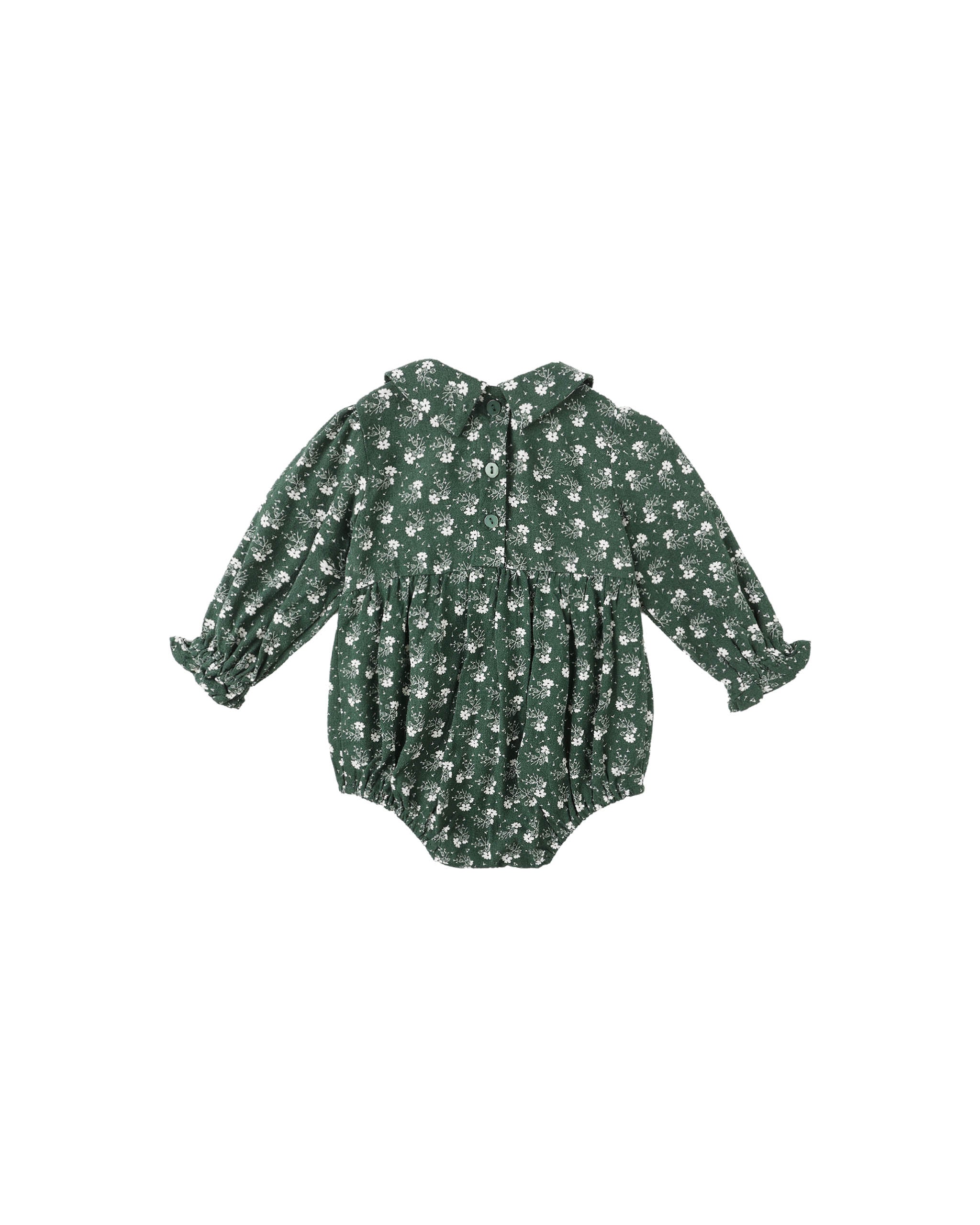 Rylee + Cru Cora Romper - Green Ditsy
