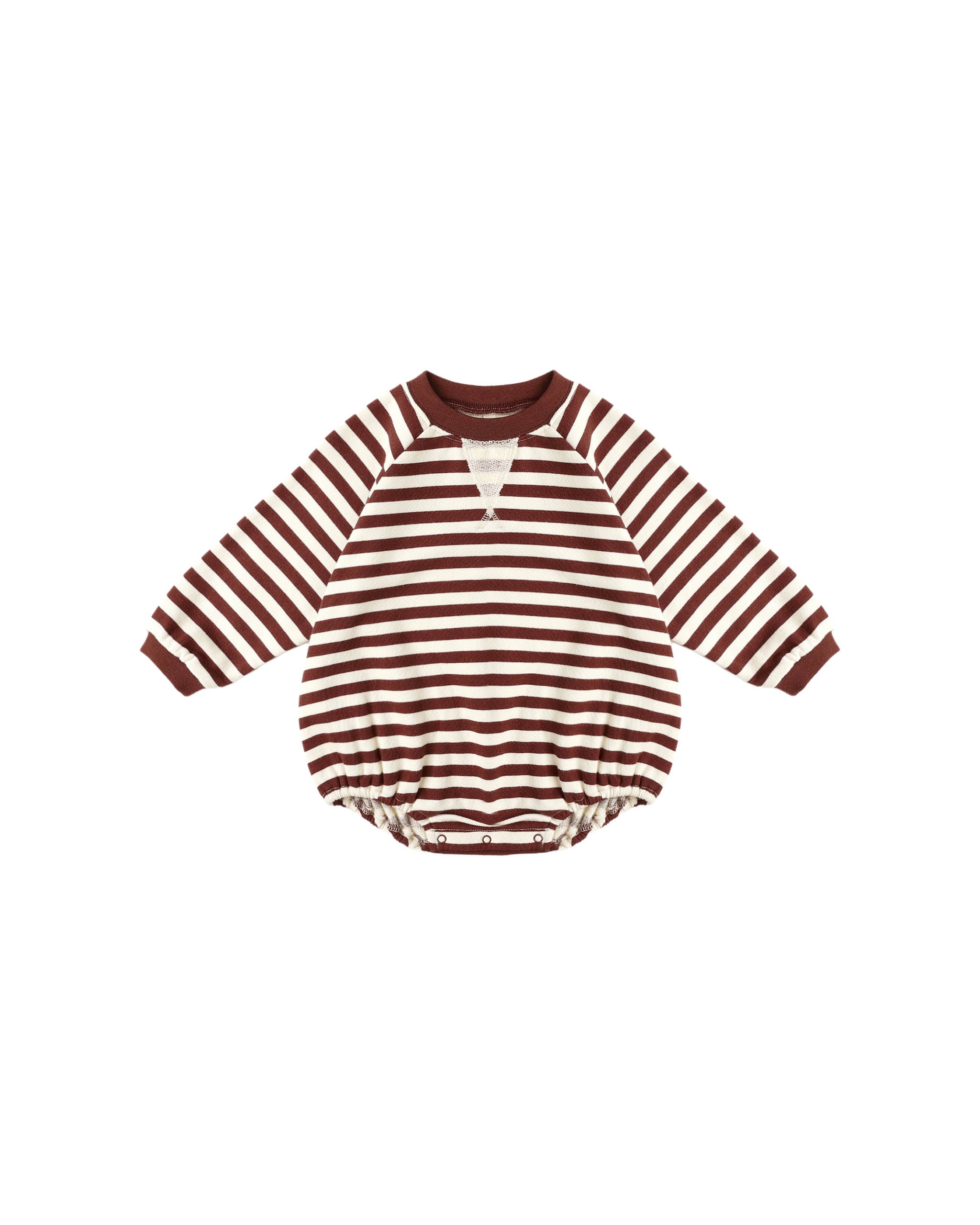 Rylee + Cru Crewneck Romper - Burgundy Stripe