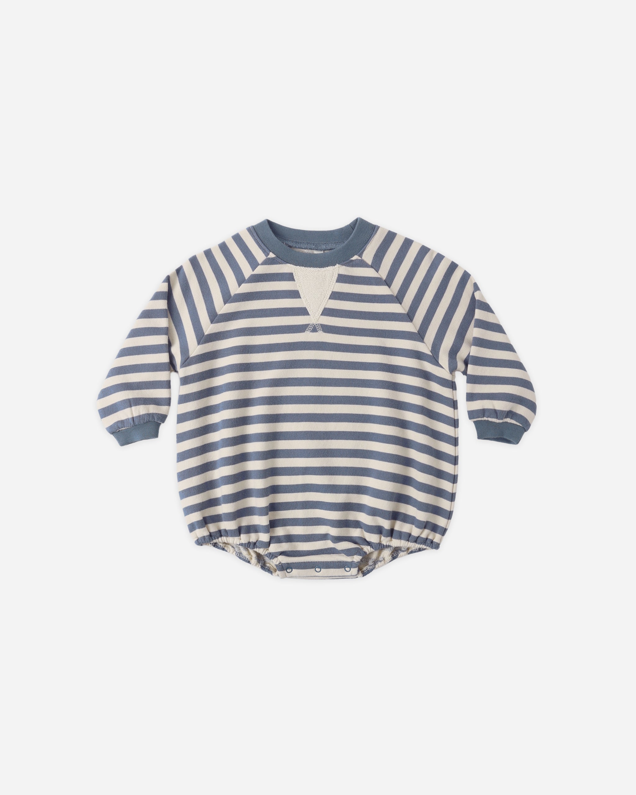 Rylee + Cru Crewneck Romper - Marine Stripe