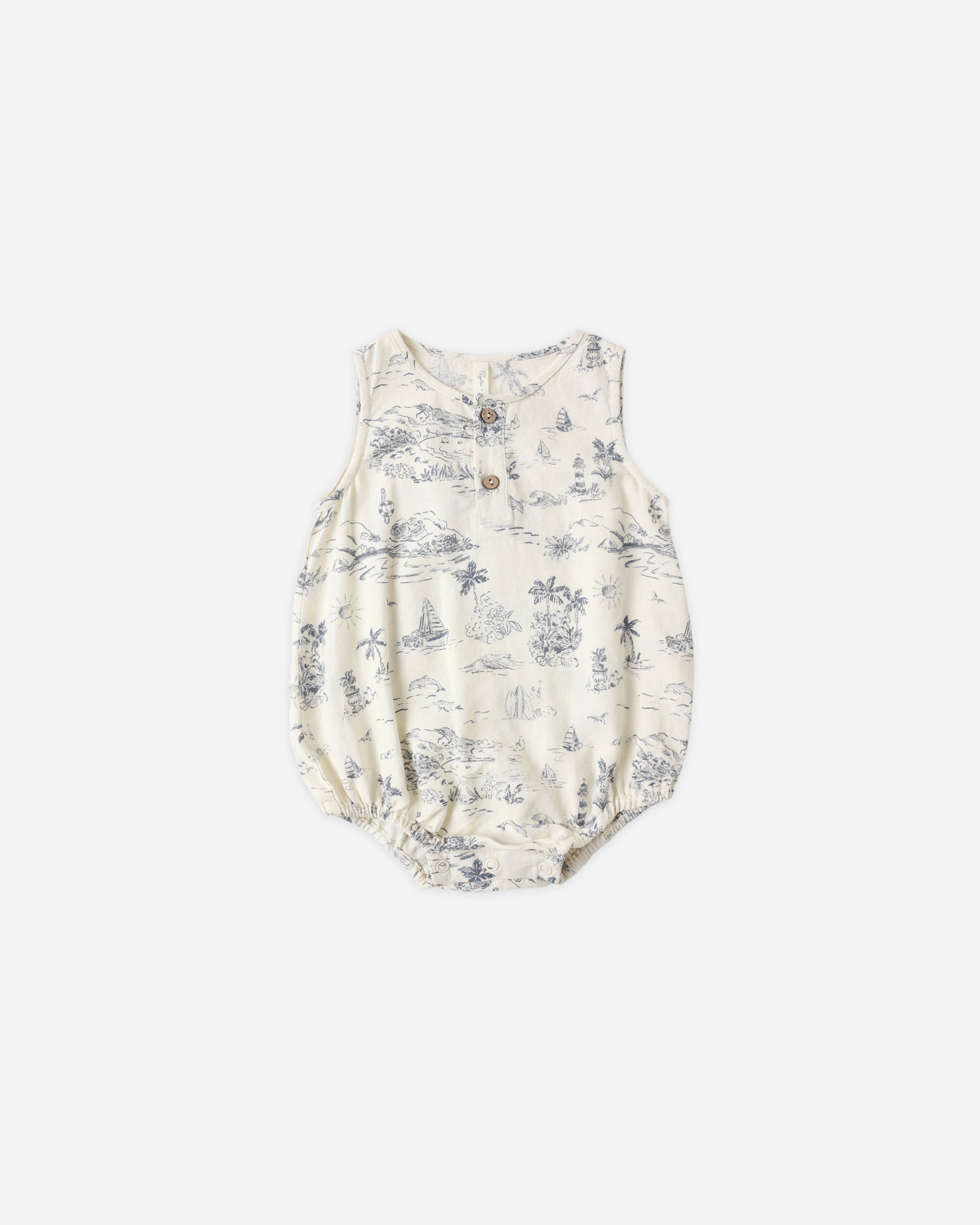Rylee + Cru Beau Romper - Ocean Toile