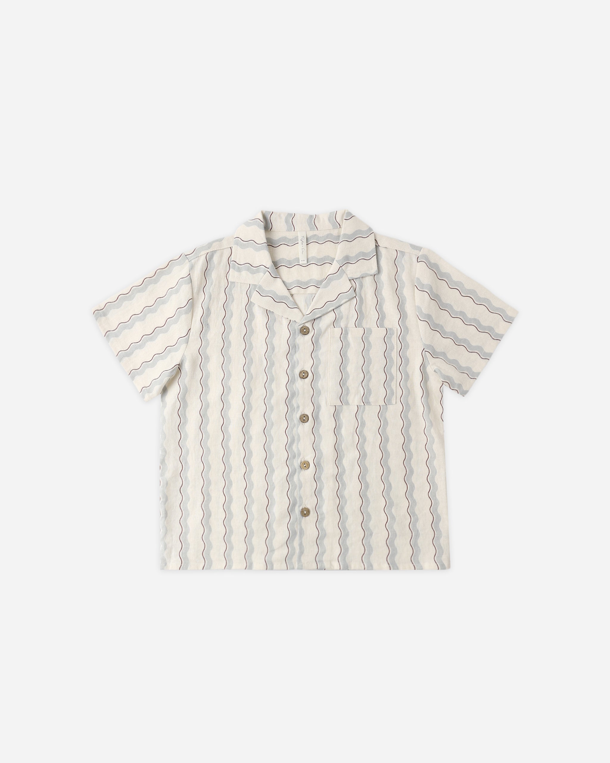 Rylee + Cru Lapel Collar Shirt - Wave Stripe