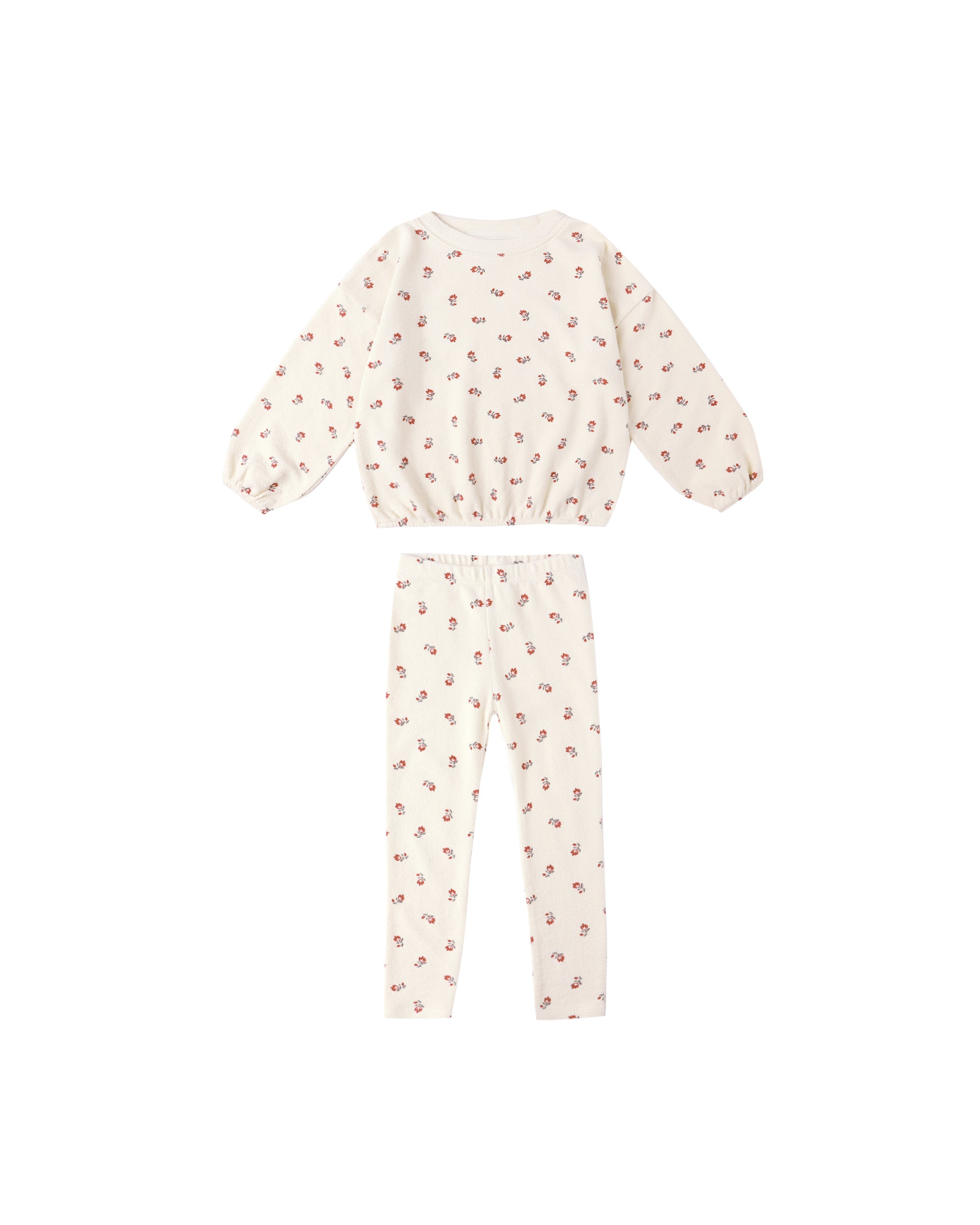 Rylee + Cru Spongey Knit Set - Ruby Ditsy