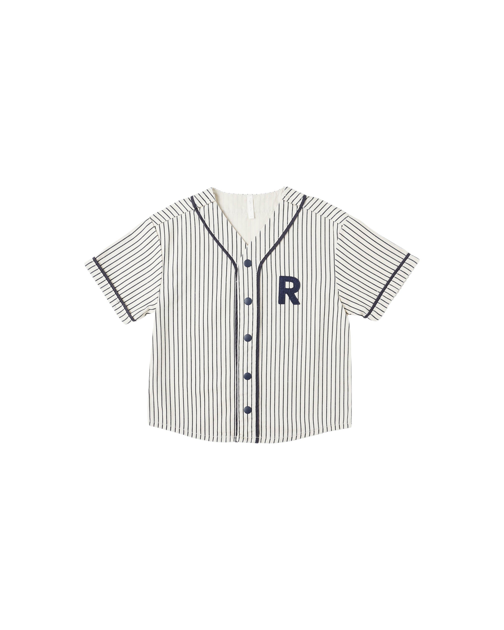Rylee + Cru Baseball Shirt - Navy Pinstripe