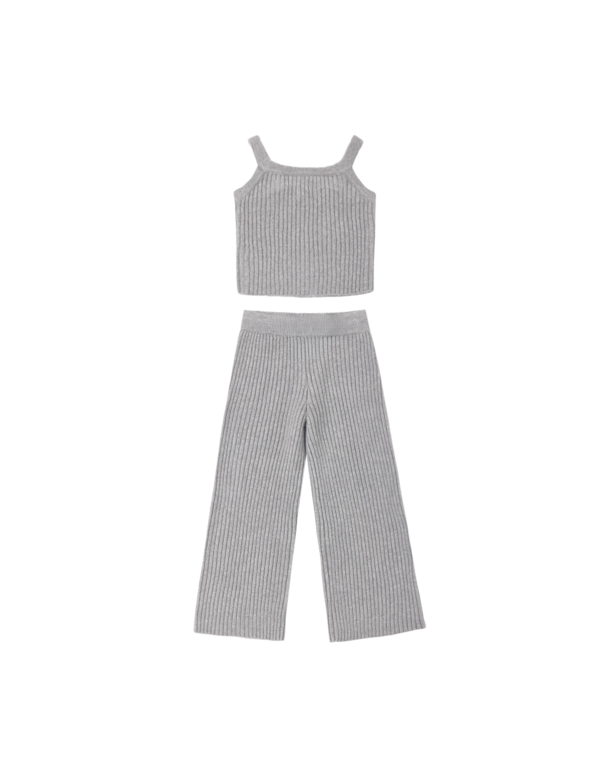 Rylee + Cru Fuzzy Knit Lounge Set - Dusty Blue