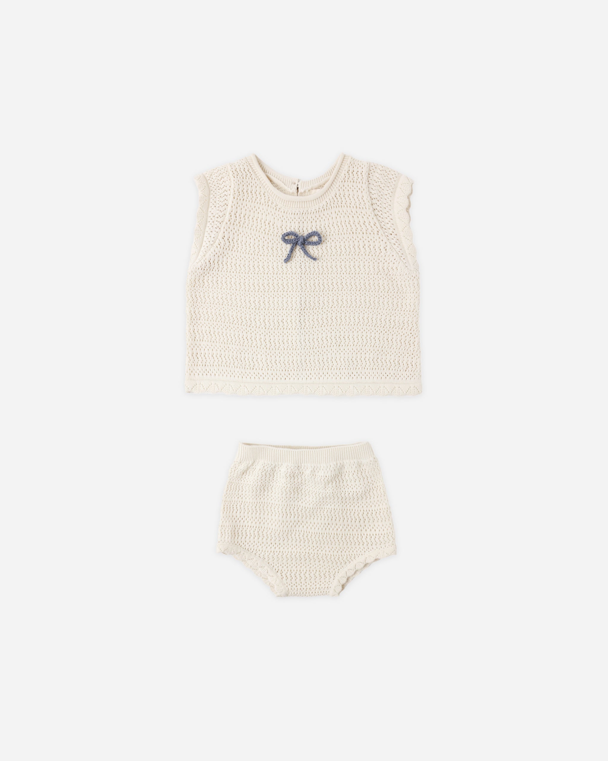 Rylee + Cru Scallop Knit Baby Set - Natural