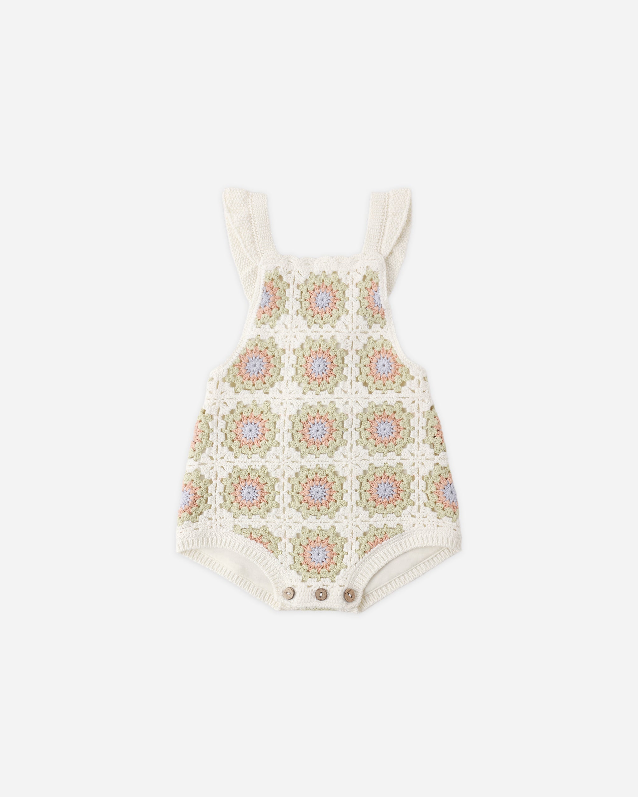 Rylee + Cru Crochet Romper - Citron Daisy Check