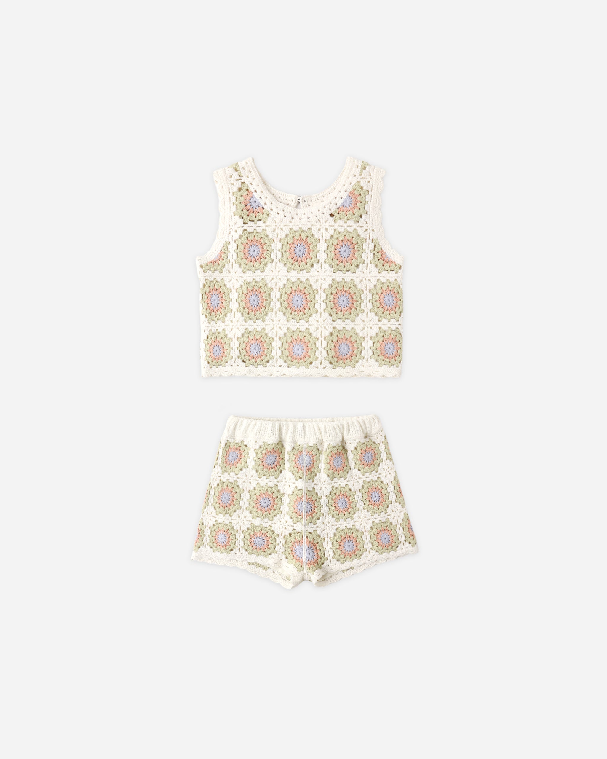 Rylee + Cru Crochet Tank Set - Citron Daisy Check