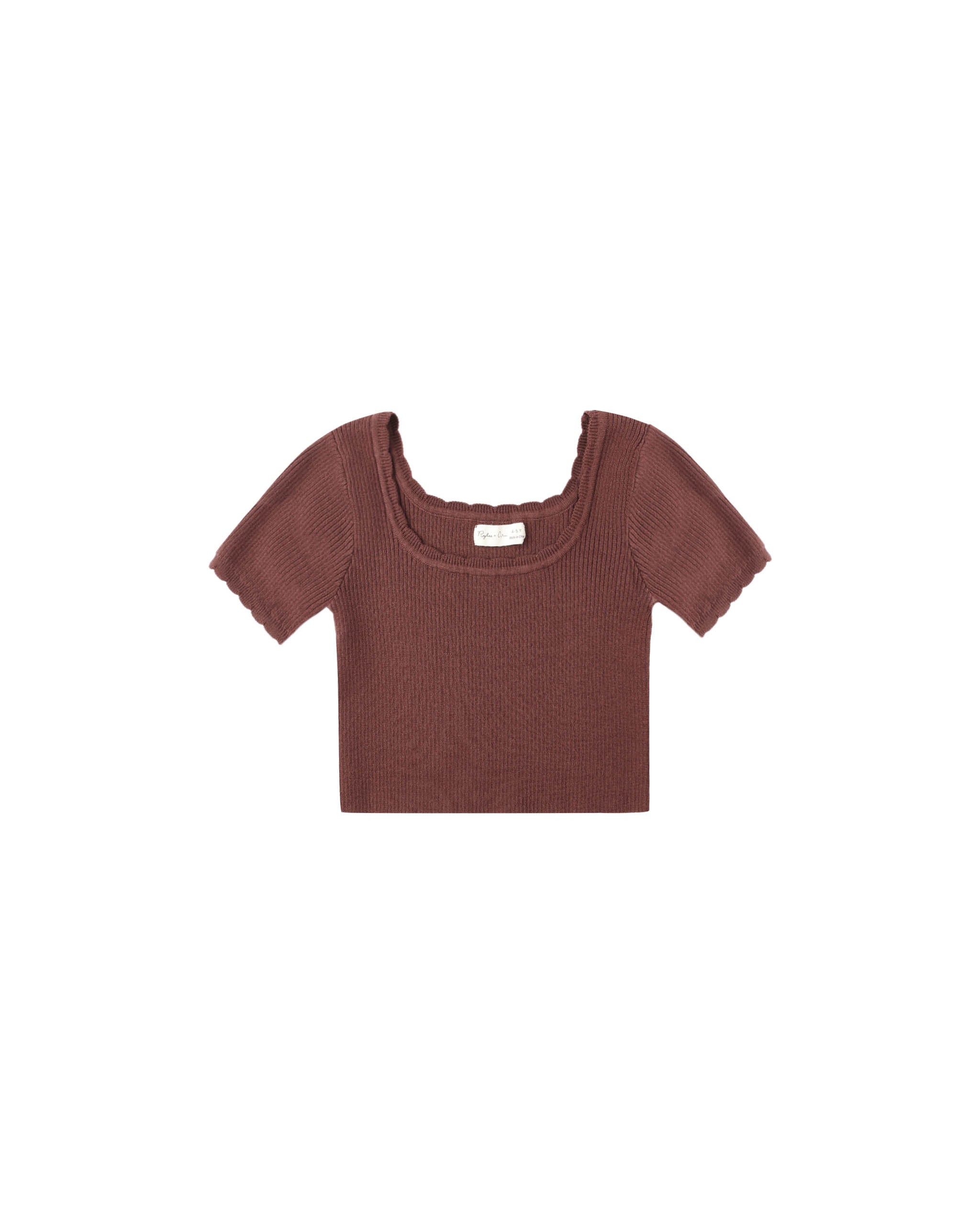 Rylee + Cru Scallop Tee - Burgundy