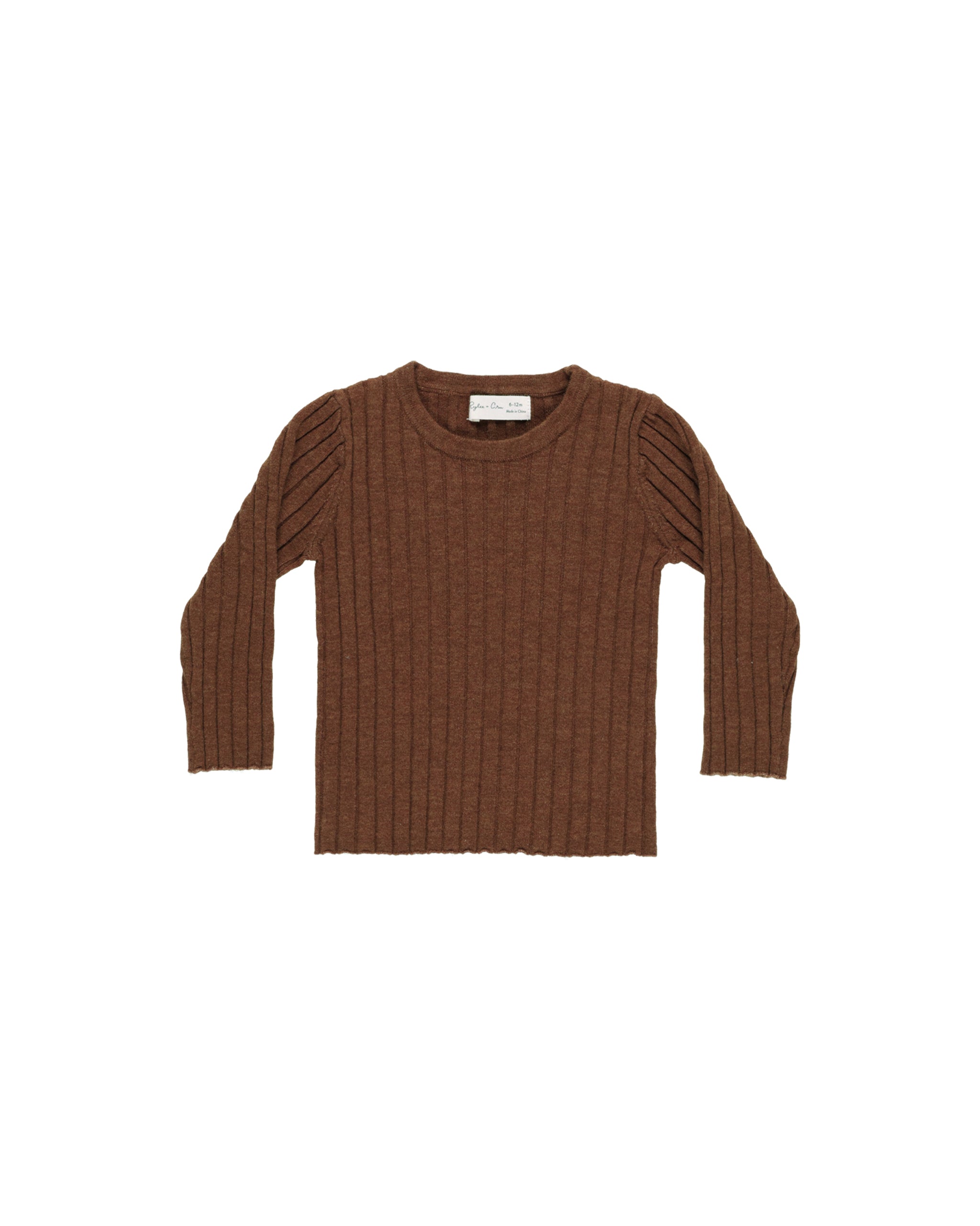 Rylee + Cru Long Sleeve Knit Top - Brown