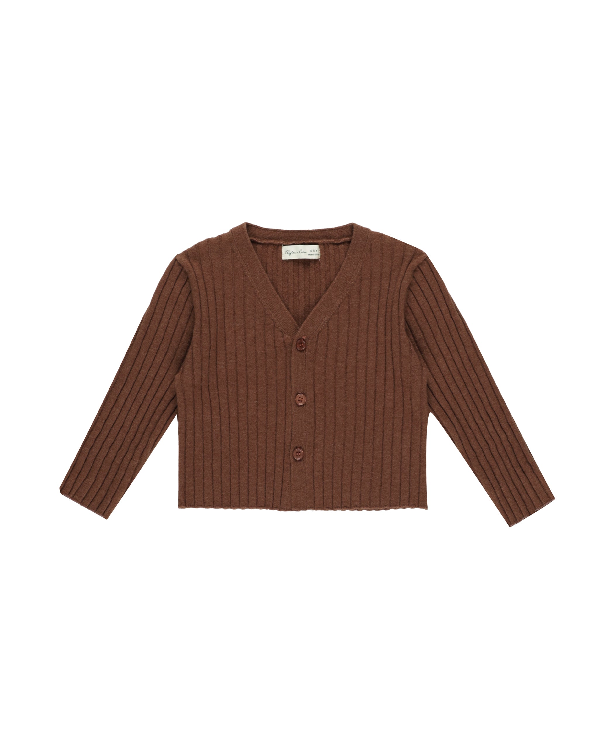 Rylee + Cru Long Sleeve Knit Button Top - Brown