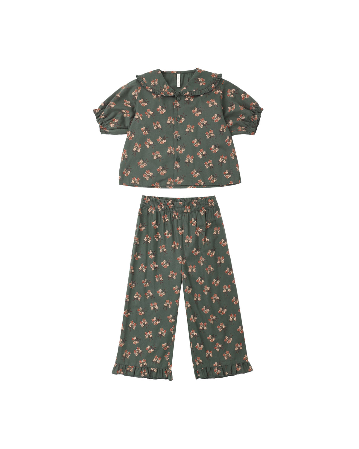 Rylee + Cru Ruffle Pajamas - Evergreen Bouquet