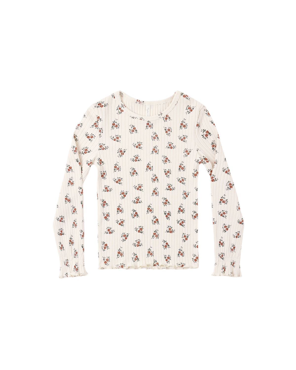 Rylee + Cru Ribbed Long Sleeve Top - Ruby Bloom