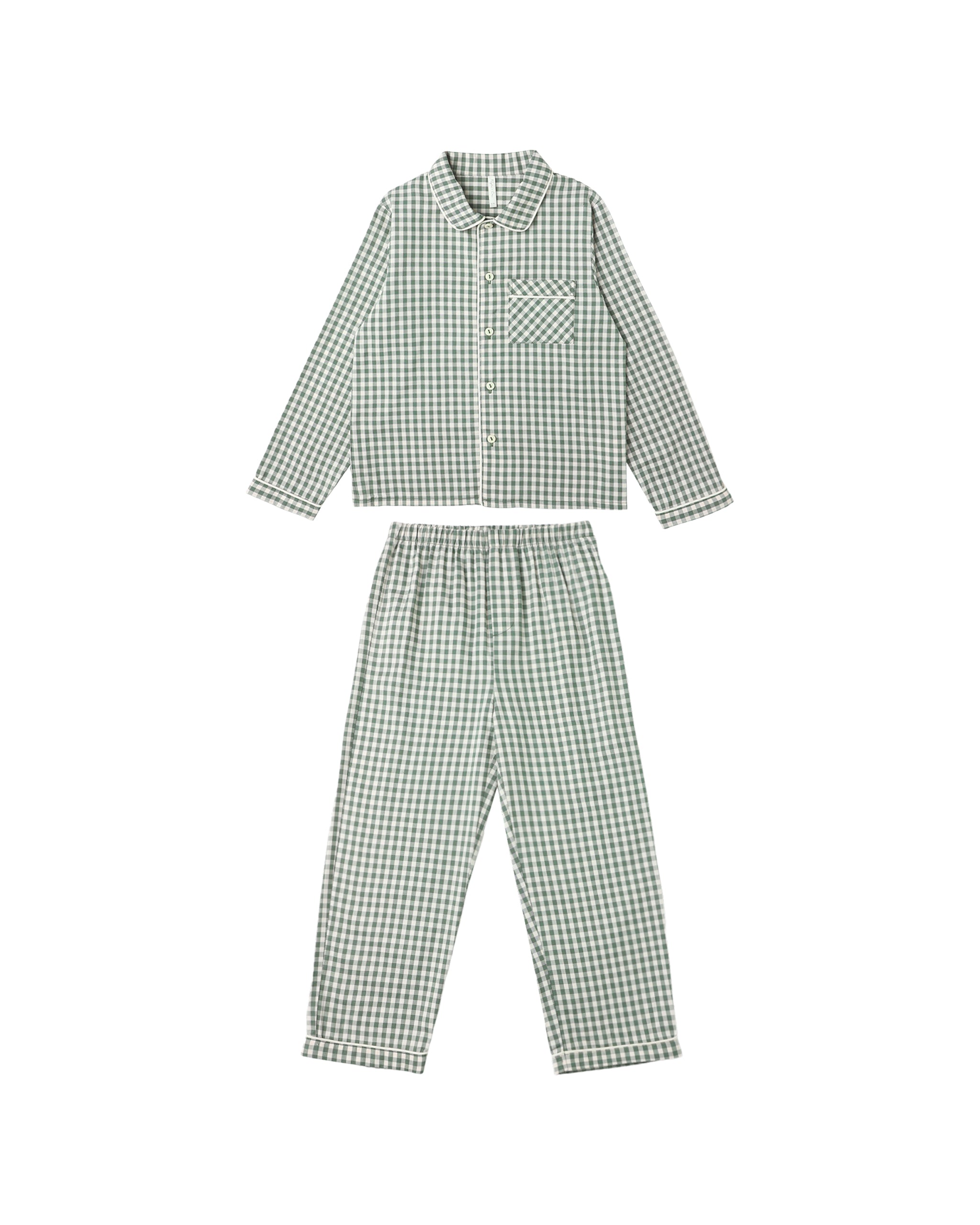 Rylee + Cru Long Sleeve Pajamas - Evergreen Gingham