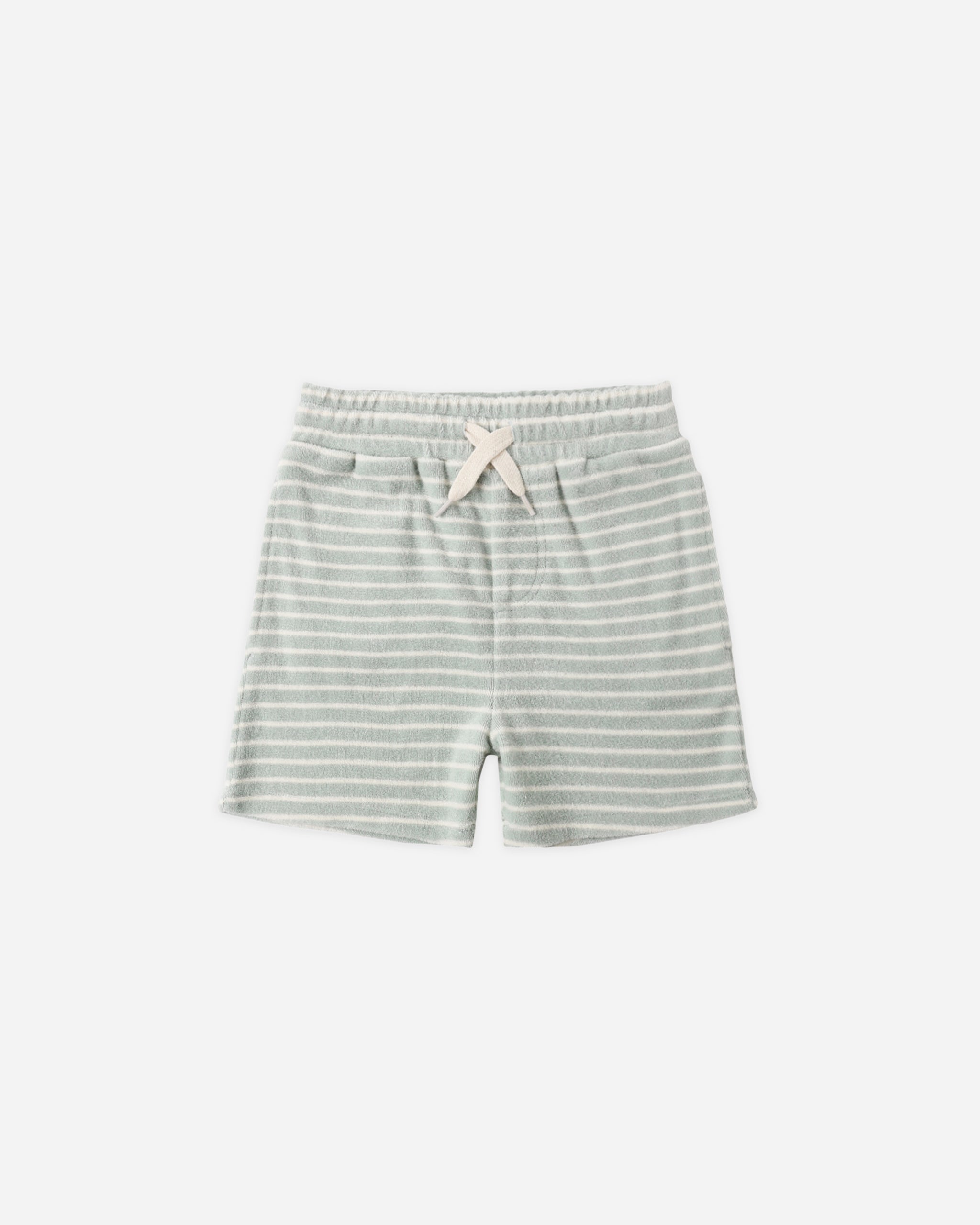 Rylee + Cru Terry Boys Short - Seafoam Stripe