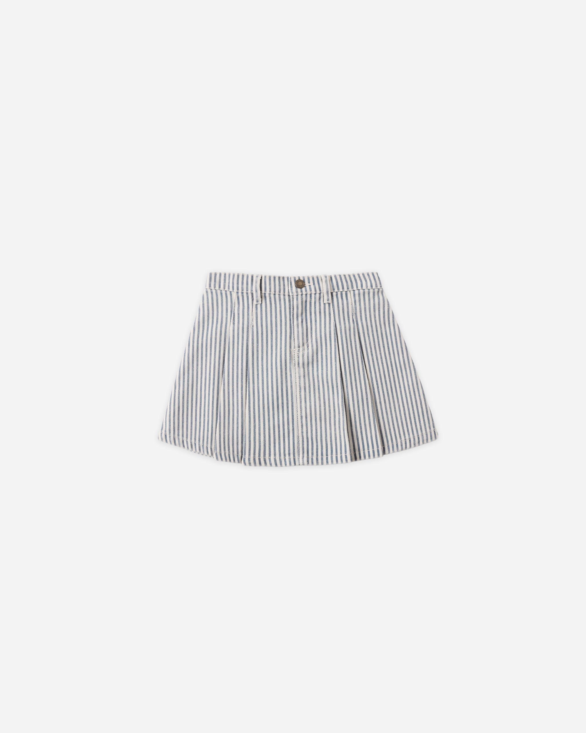 Rylee + Cru Pleated Denim Skirt - Railroad Stripe