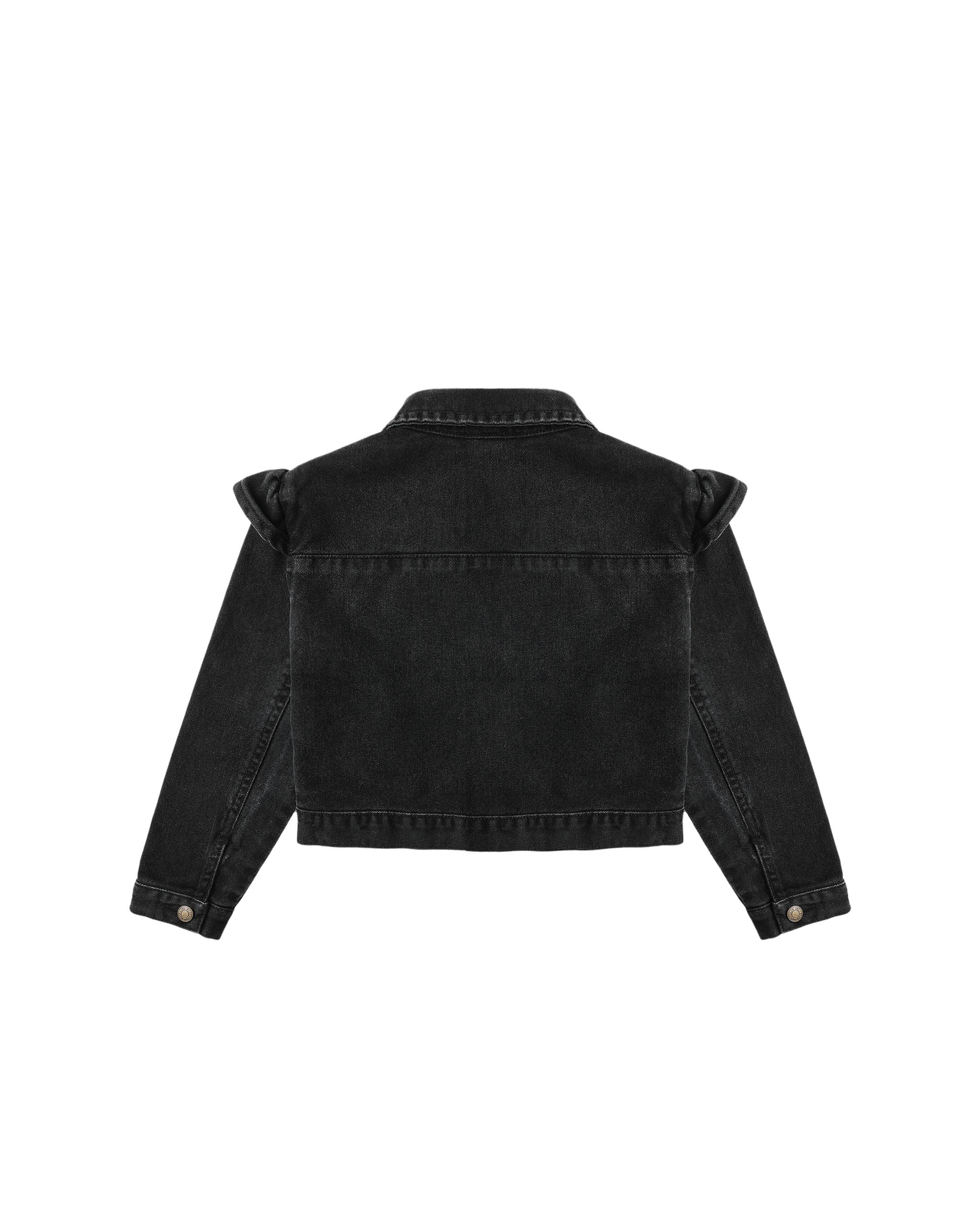 Rylee + Cru Ruffle Denim Jacket - Washed Black