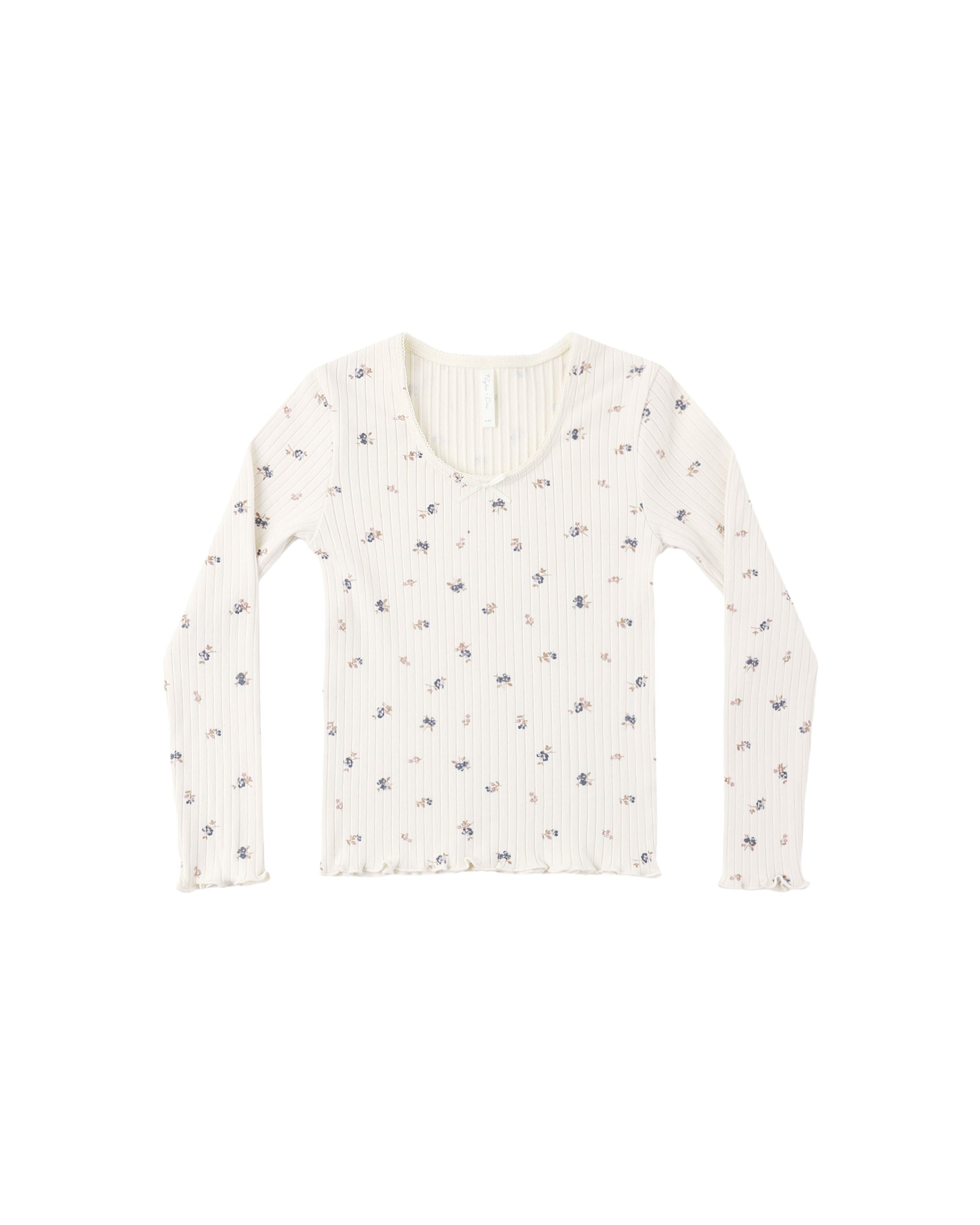 Rylee + Cru Ribbed Long Sleeve - Natural Ditsy