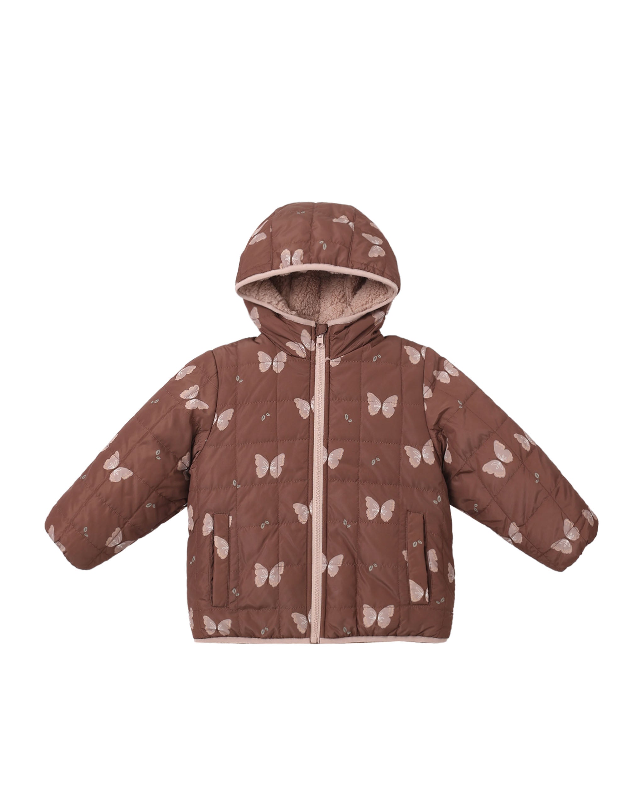 Rylee + Cru Lightweight Reversible Puffer - Butterflies