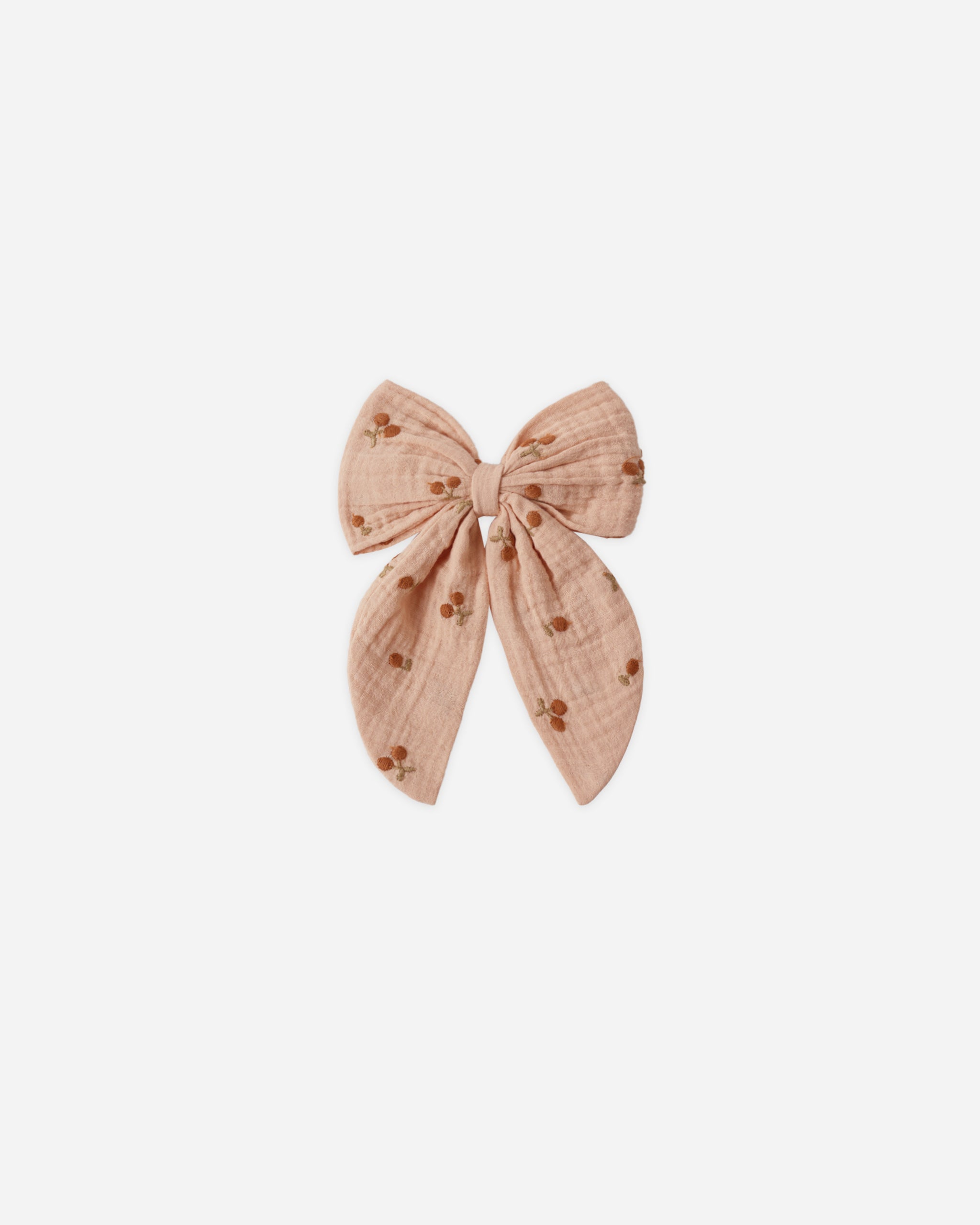 Rylee + Cru Oversized Bow - Cherry Embroidery