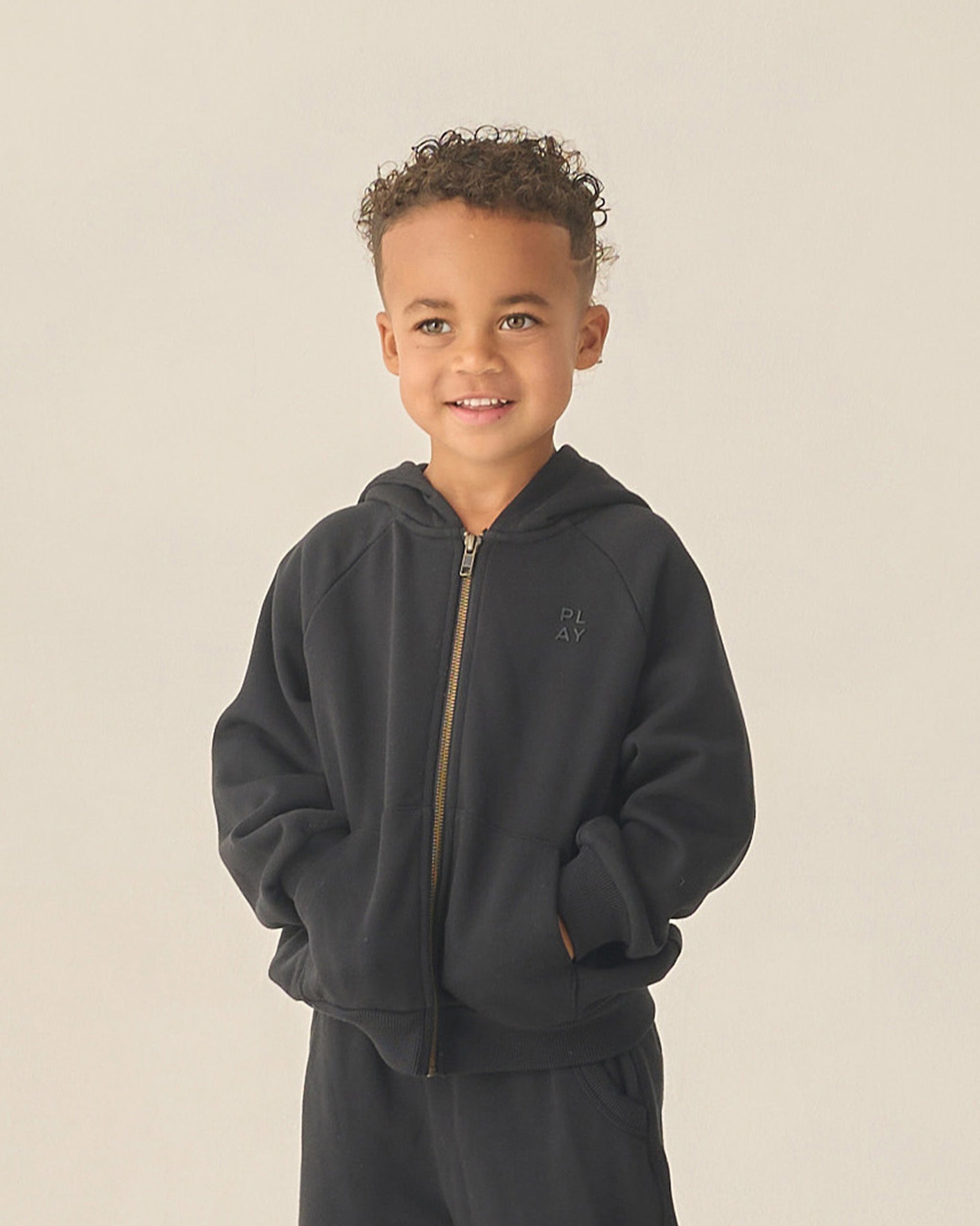 Rylee + Cru Play X Play Zip Raglan Hoodie - Black