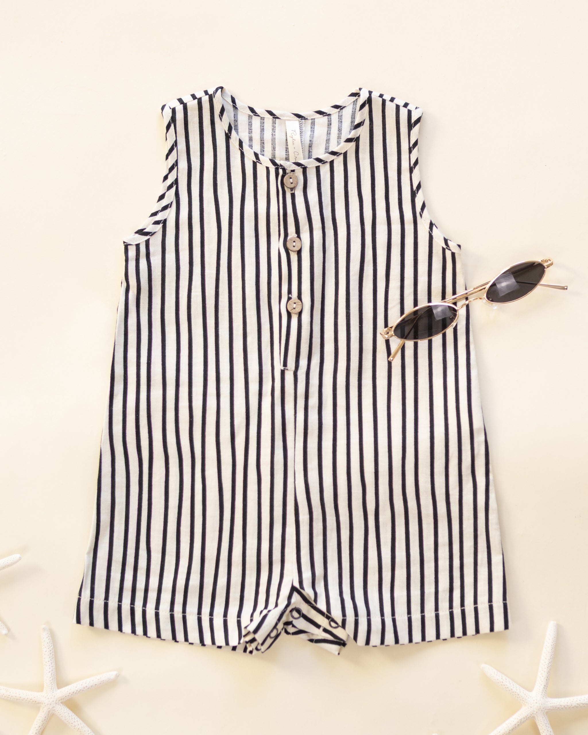Rylee + Cru Mavrick Romper - Wavy Stripe