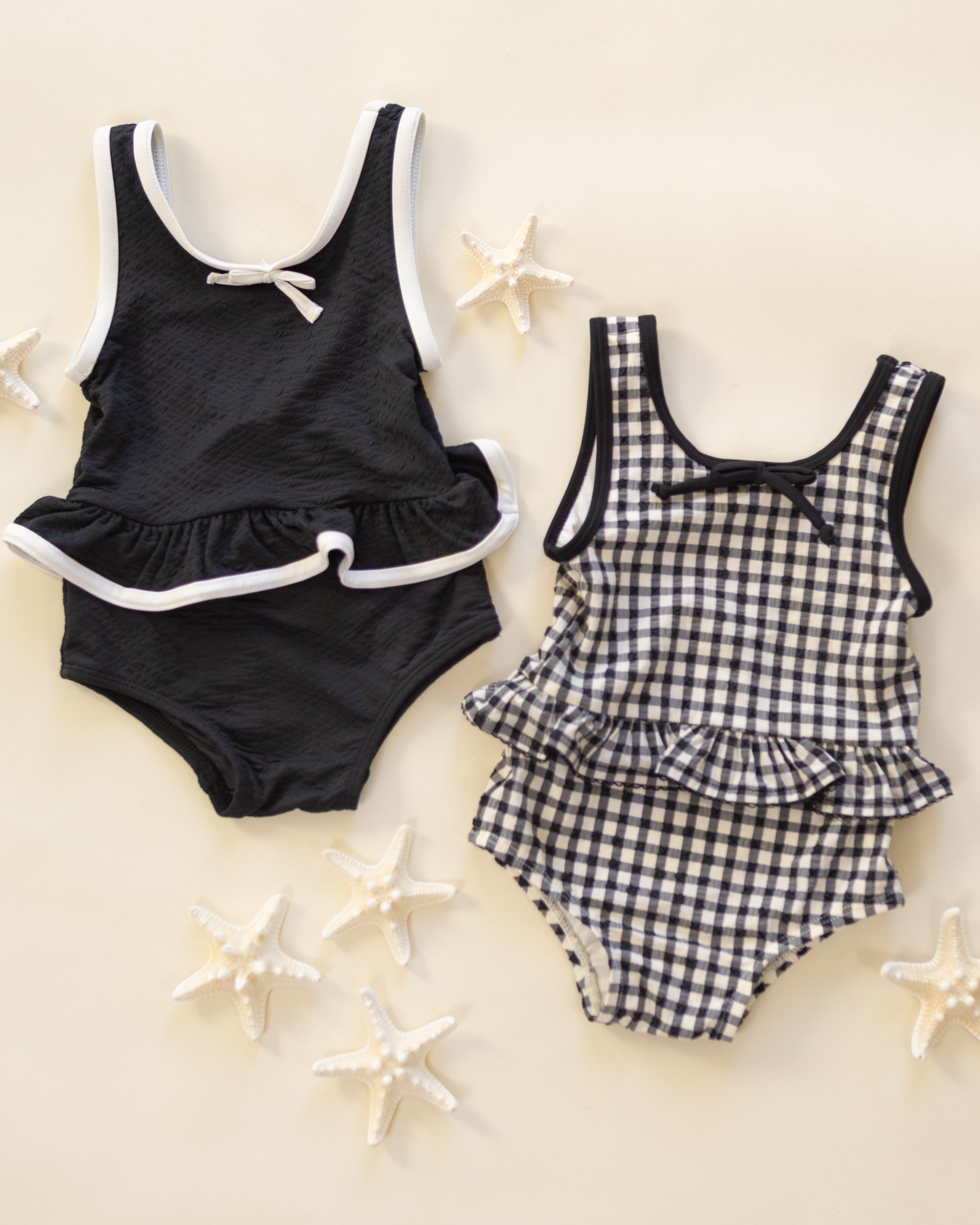 Rylee + Cru Skirted One Piece - Black Gingham