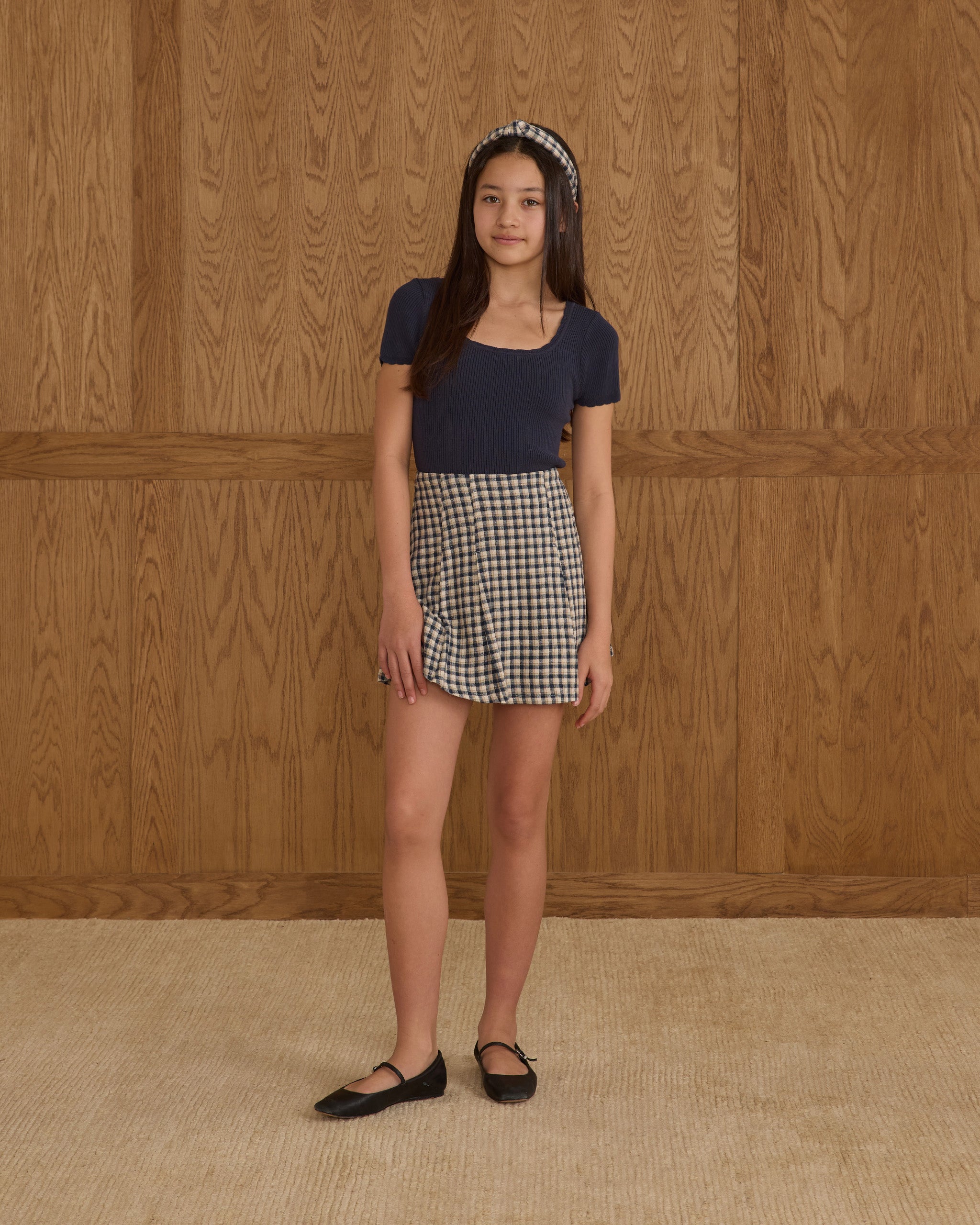 Rylee + Cru Teen Scallop Tee - Navy