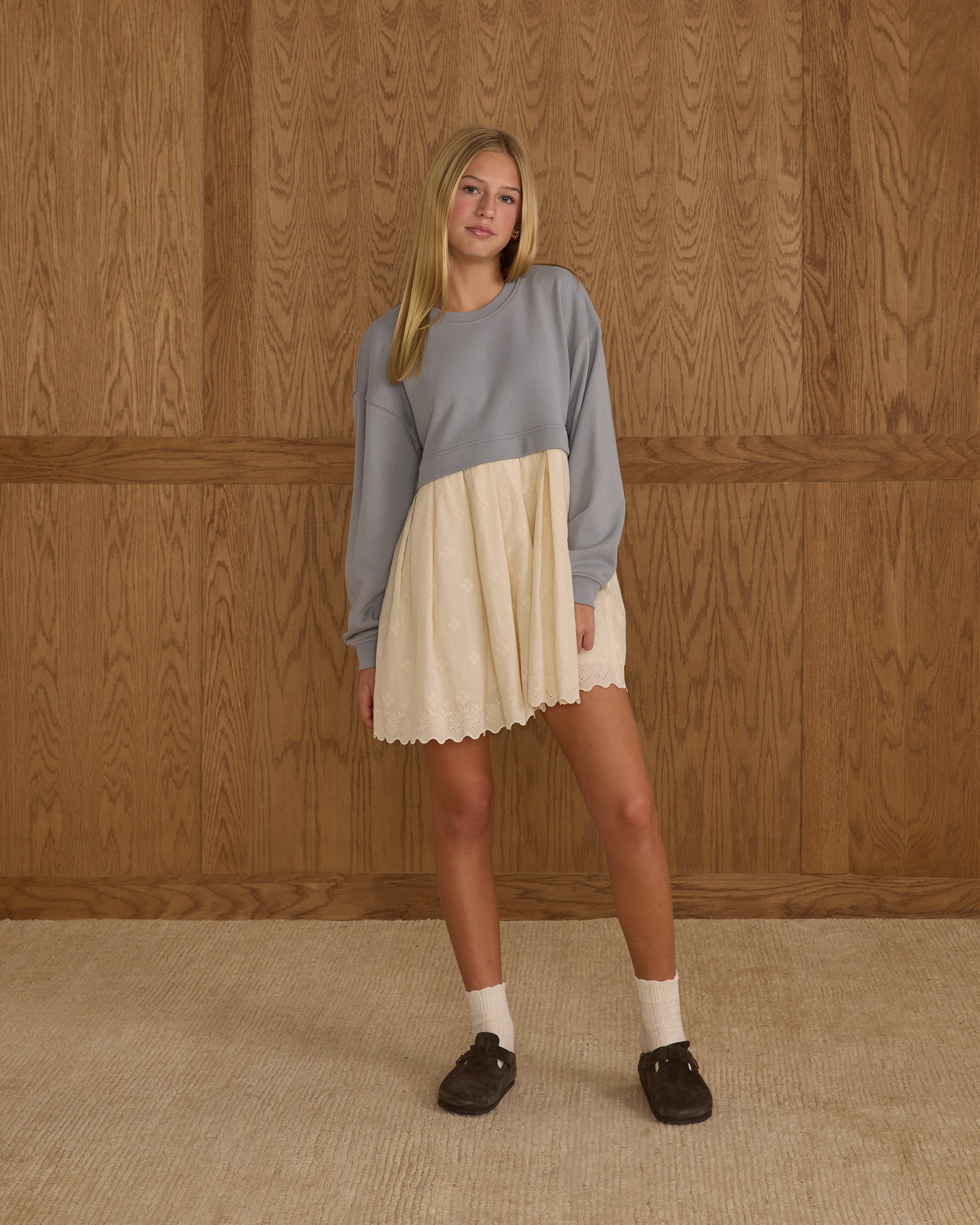 Rylee + Cru Teen Sweatshirt Dress - Dusty Blue