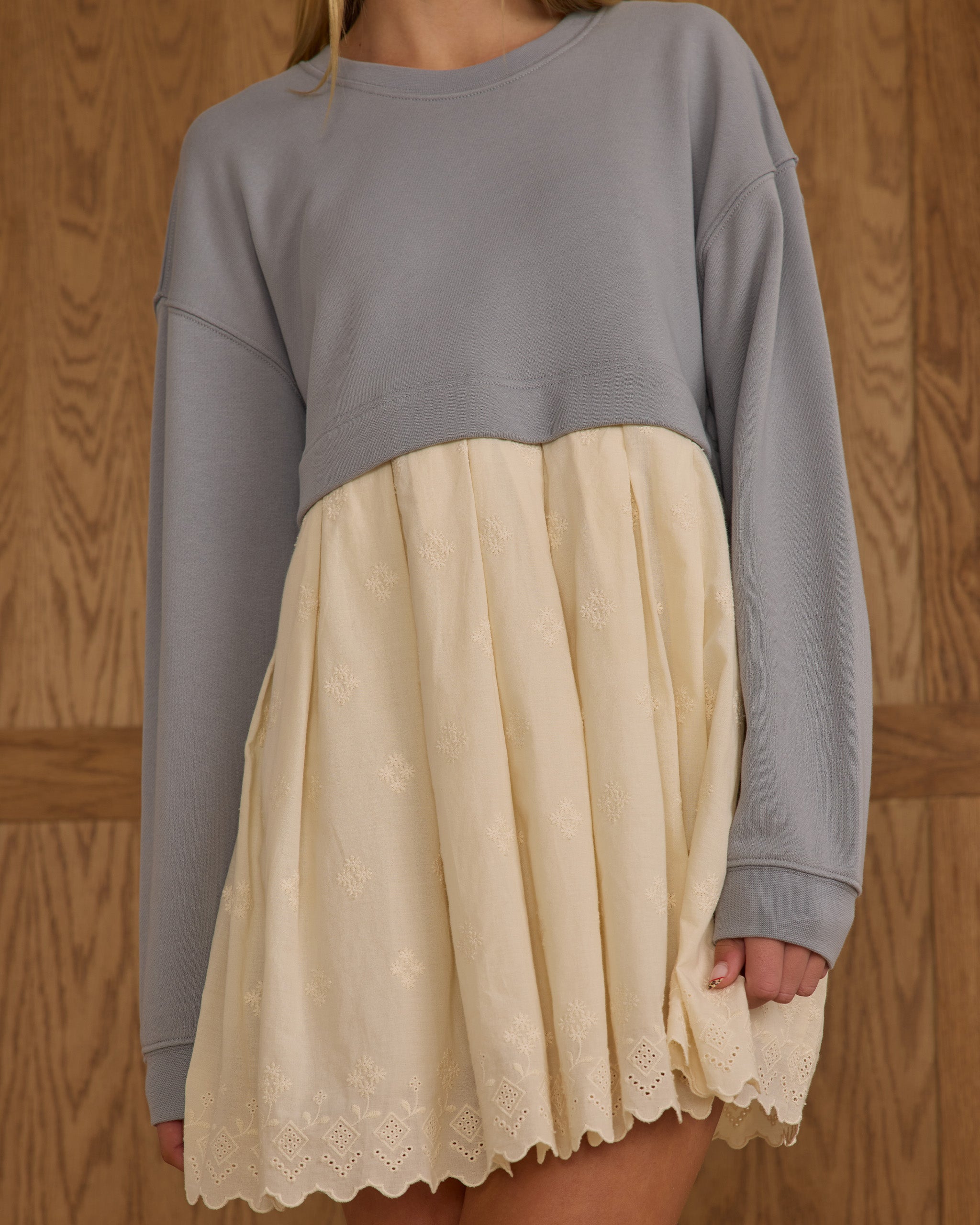 Rylee + Cru Teen Sweatshirt Dress - Dusty Blue