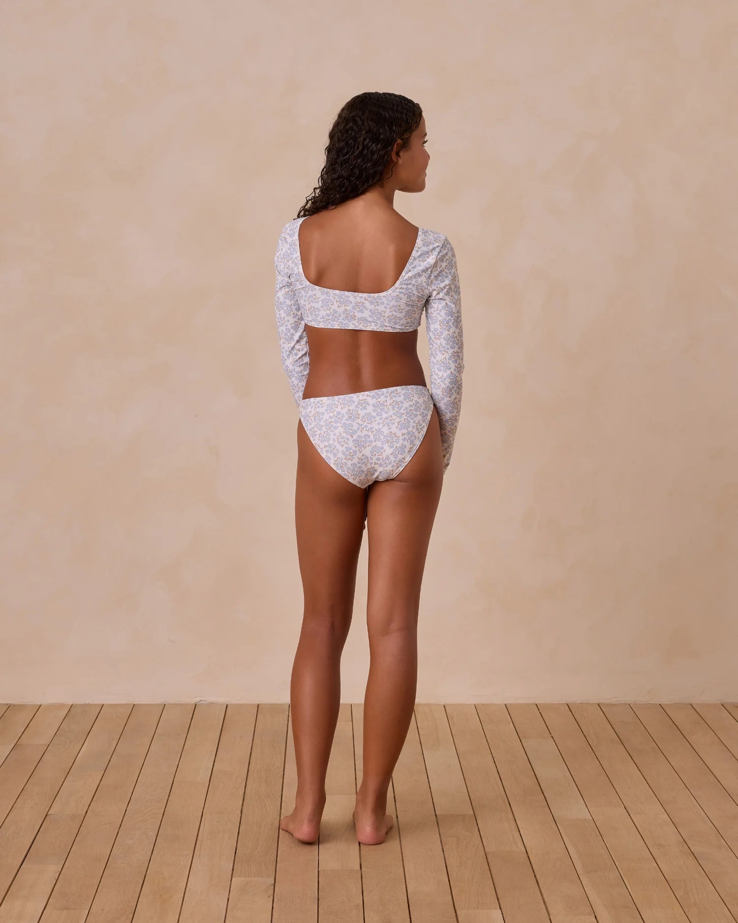 Rylee + Cru Teen Rashguard Bikini Set - Blue Ditsy