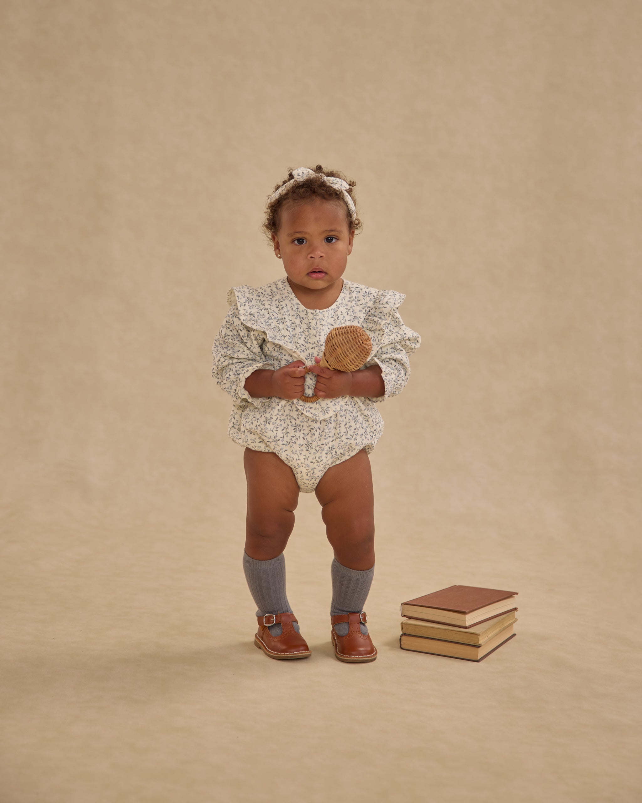 Rylee + Cru Baby Bow Headband - Blue Vines