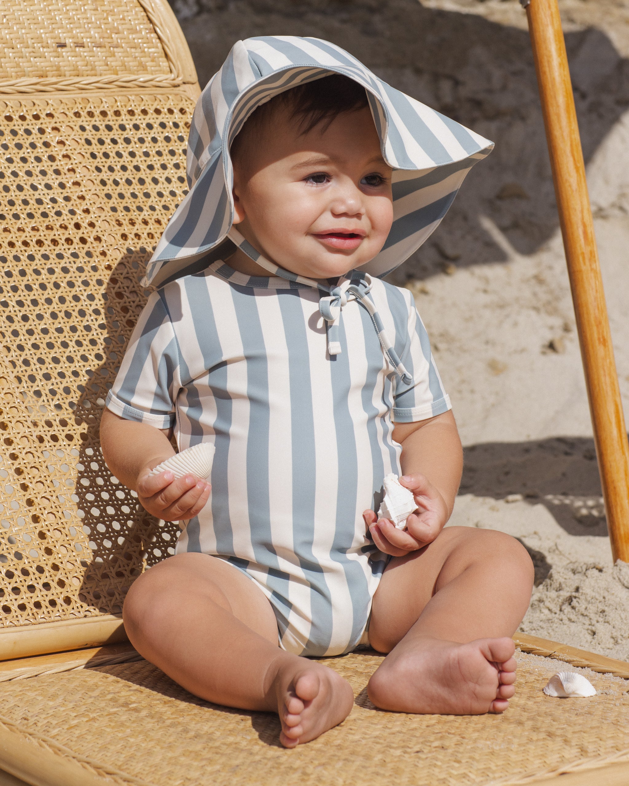 Rylee + Cru Floppy Swim Hat - Green Stripe