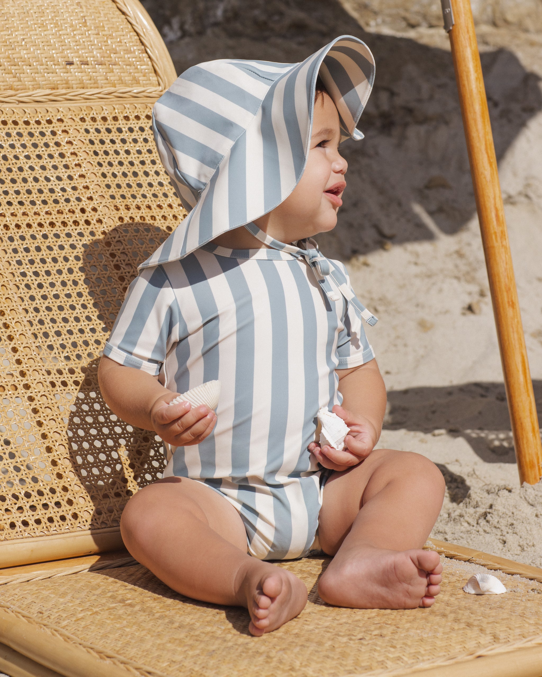 Rylee + Cru Floppy Swim Hat - Green Stripe