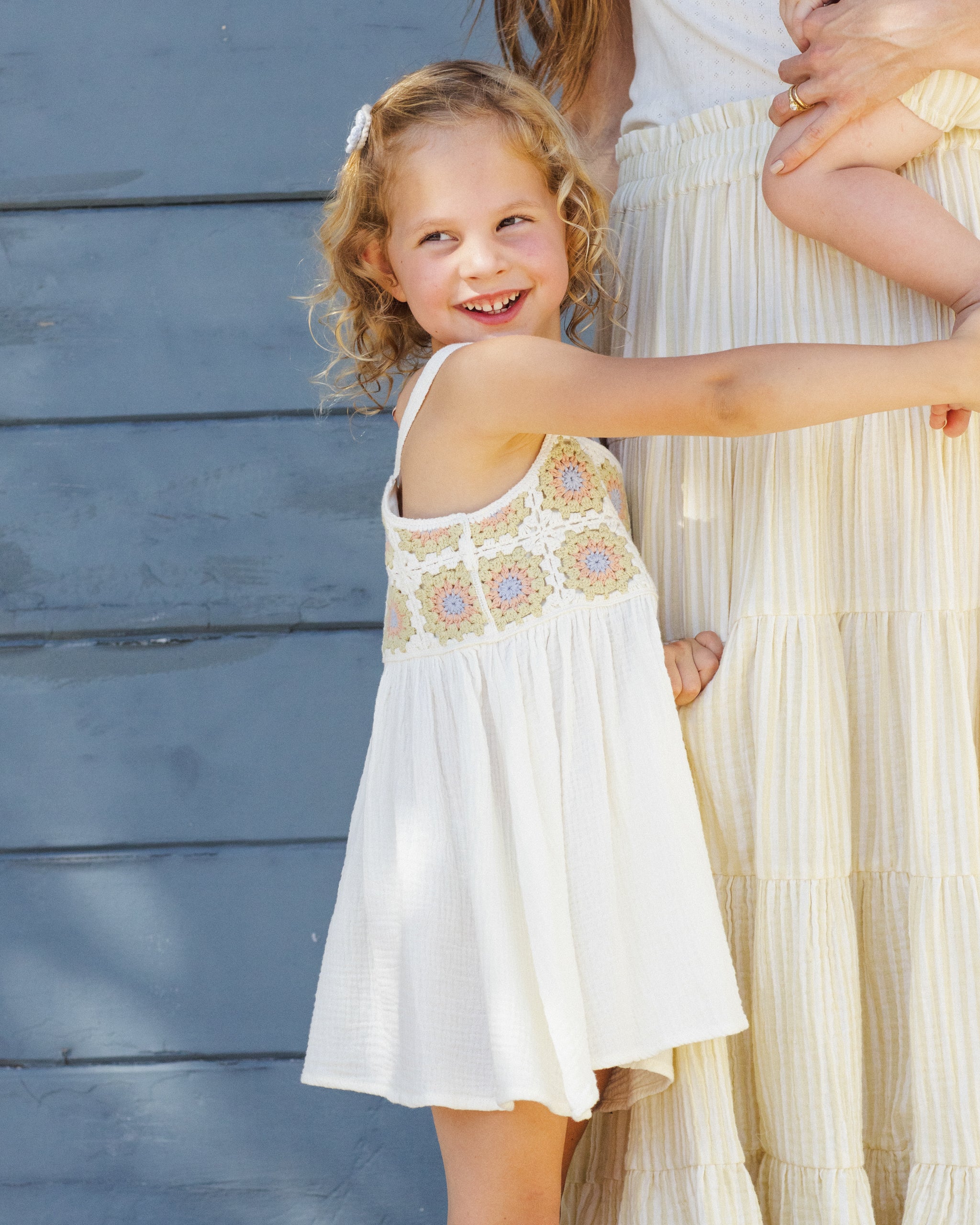 Rylee + Cru Crochet Sundress - Citron Daisy Check