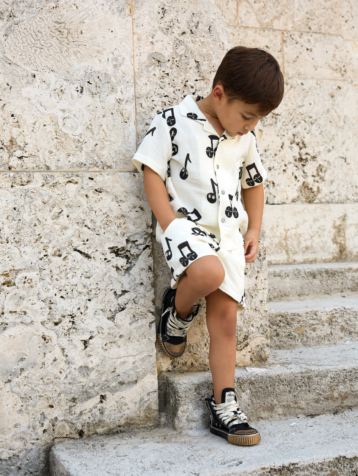 Mini Rodini Note AOP Muslin Shorts