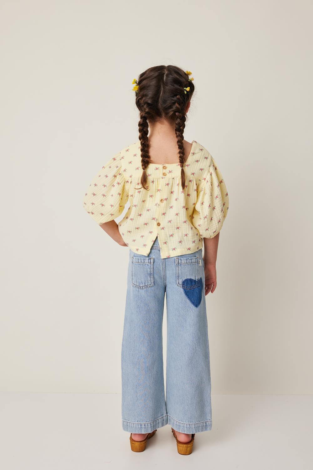 Tocoto Vintage Blue Denim Palazzo Pants  - Blue
