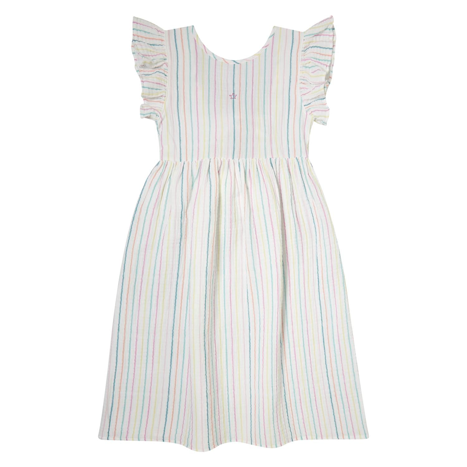Tocoto Vintage Multicolor Striped Midi Dress - Off White Tocoto Vintage Multicolor Striped Midi Dress - Off White