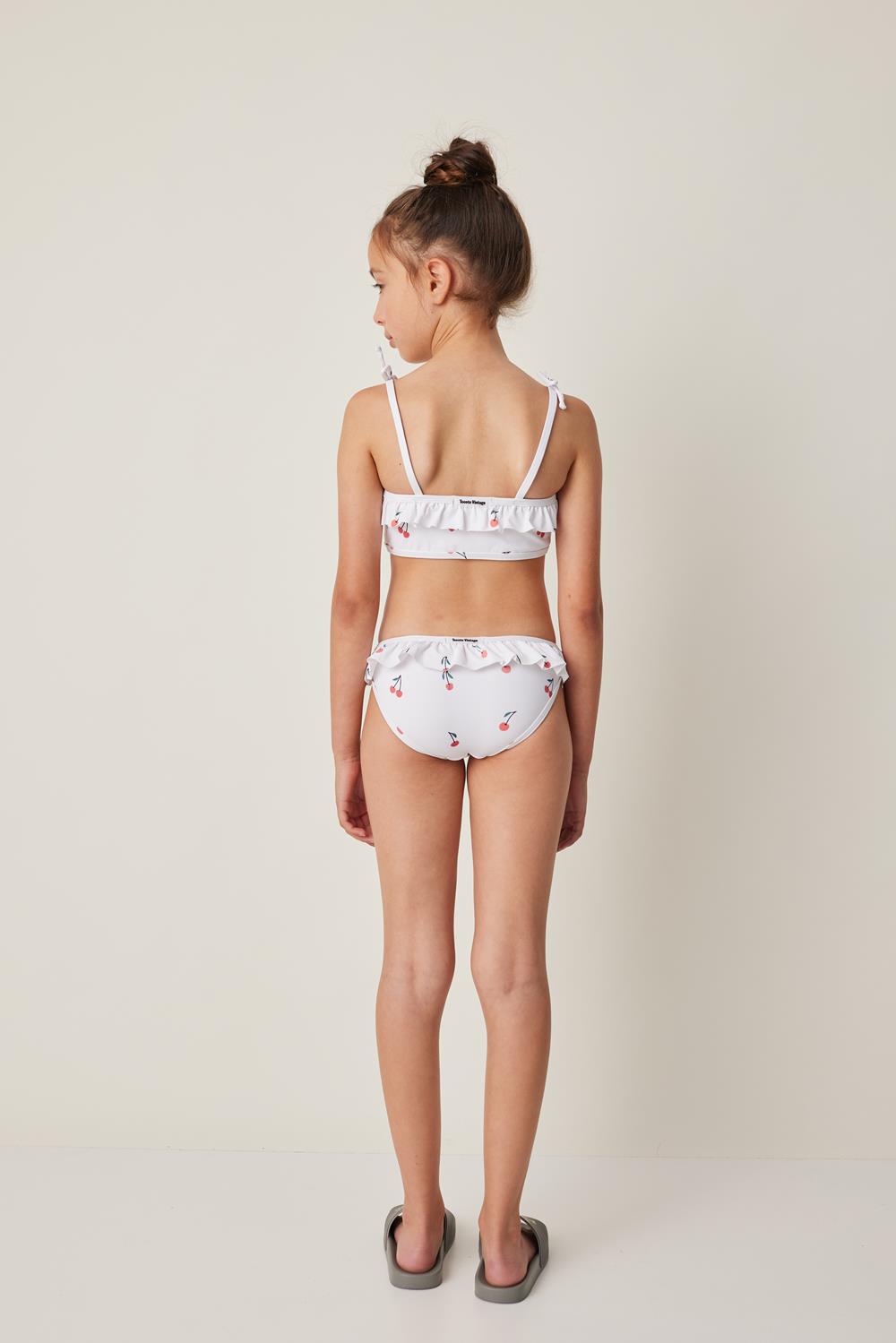 Tocoto Vintage Swimsuit With Cherry Print - Off White