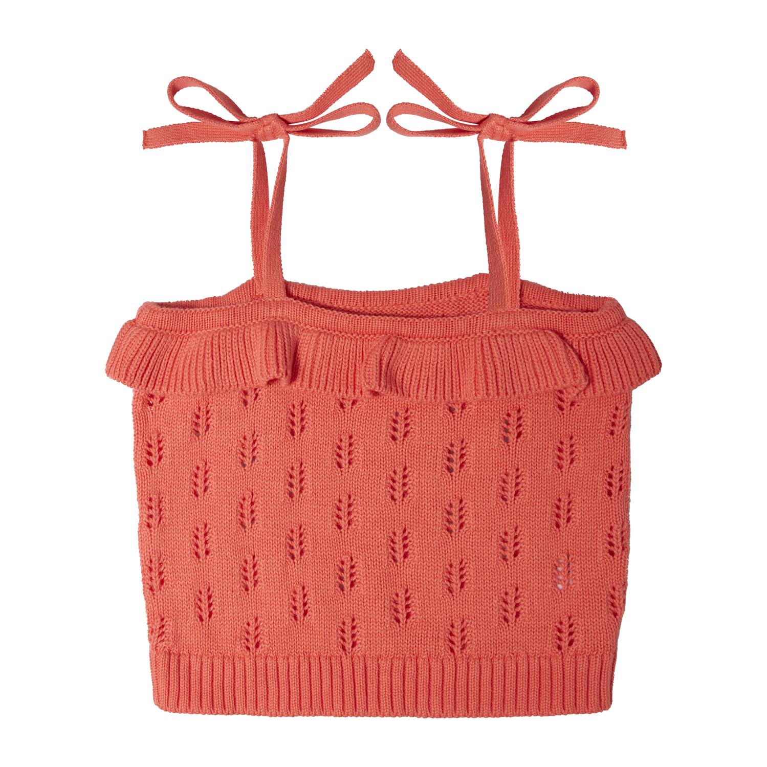 Tocoto Vintage Openwork Knit Top With Flowers - Pink Fluor