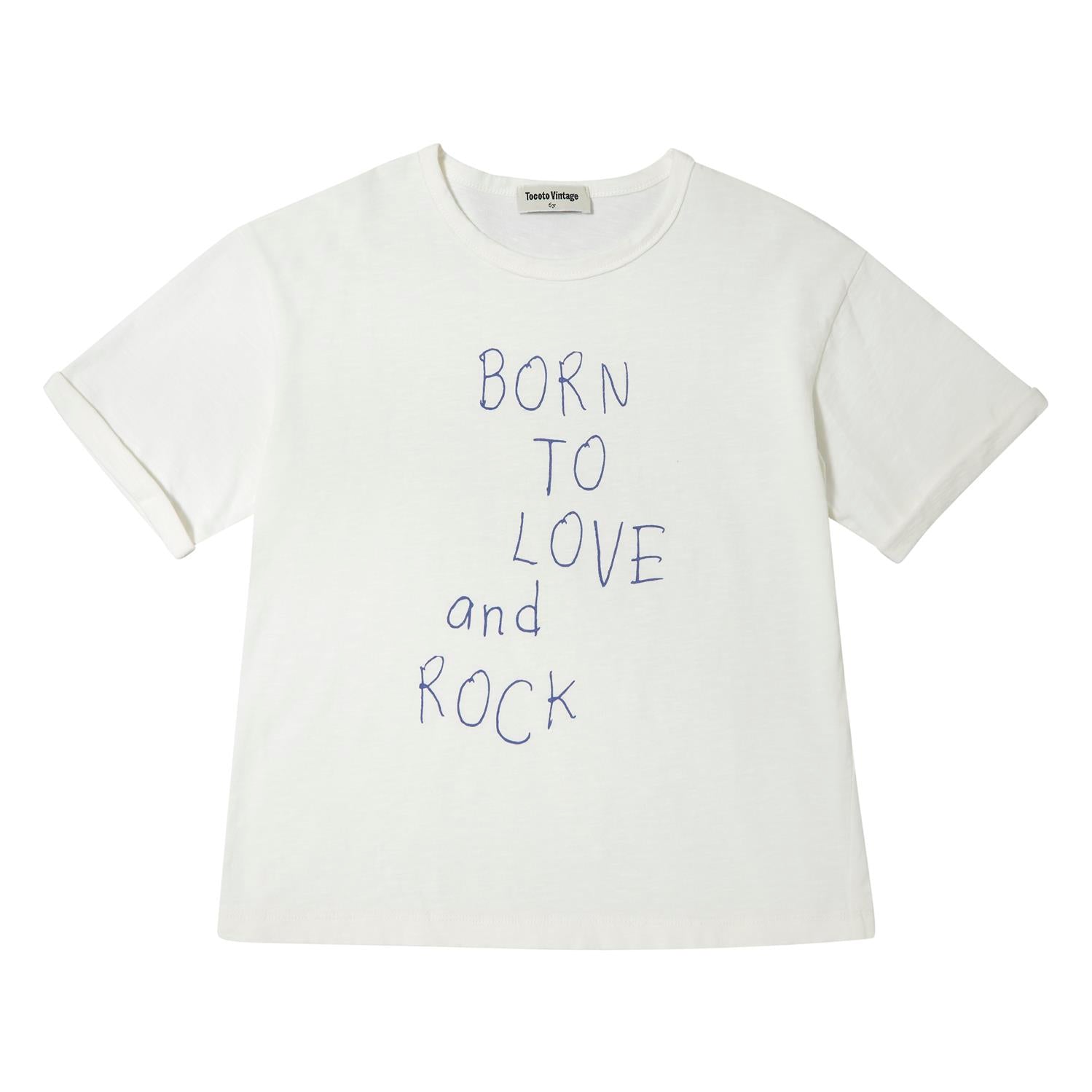 Tocoto Vintage Born To Love And Rock Short Sleeve T-Shirt - Off White