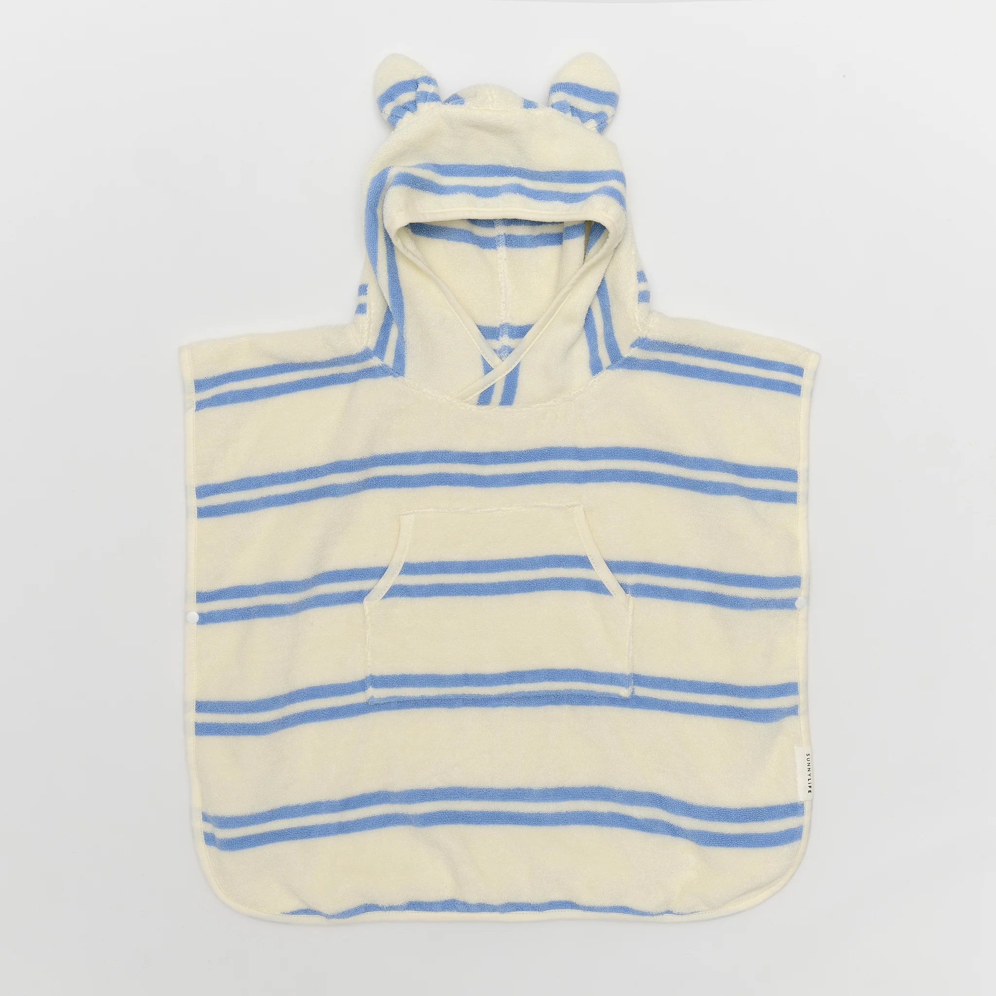Sunny Life Kids Character Hooded Towel - Sid the Seagull Blue Stripe