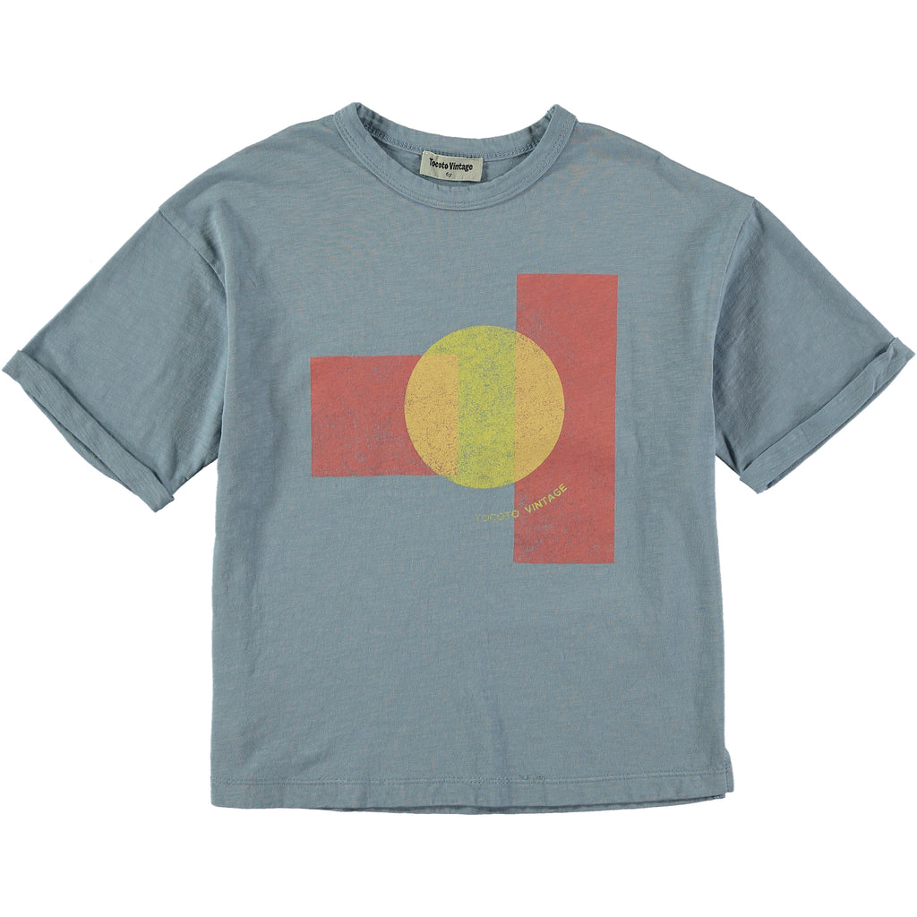 Tocoto Vintage Oversized Printed T-Shirt Sunshine - Blue