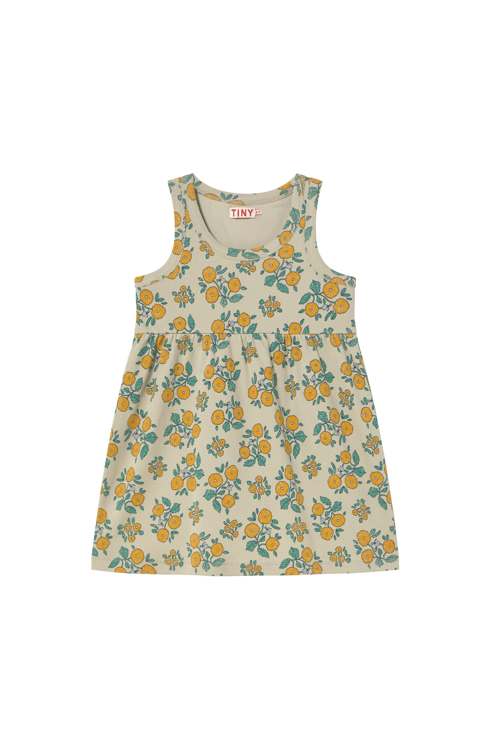 Tiny Cottons Flowers Rib Dress - Dark Vanilla