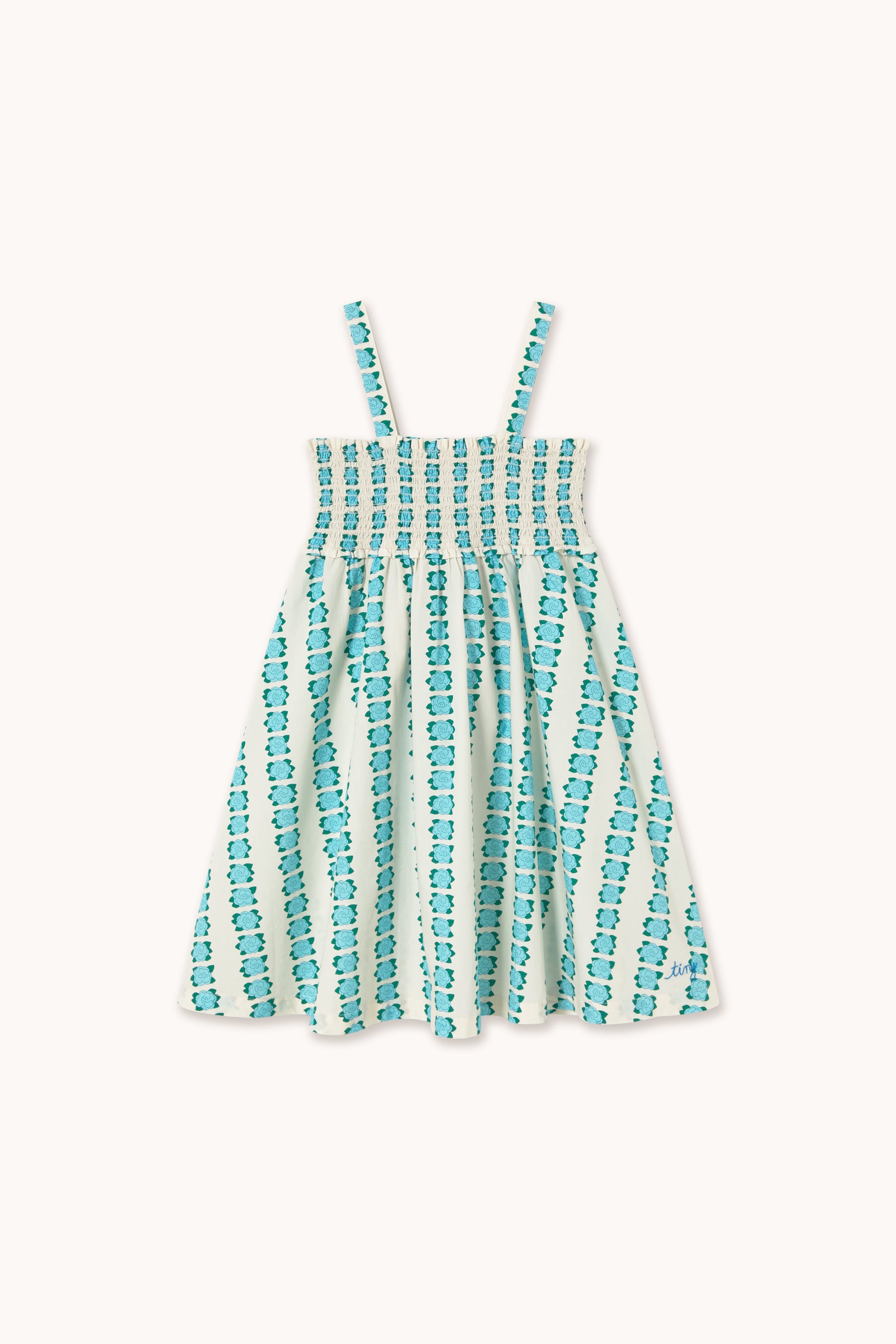 Tiny Cottons Blue Flowers Strap Dress - Off-White